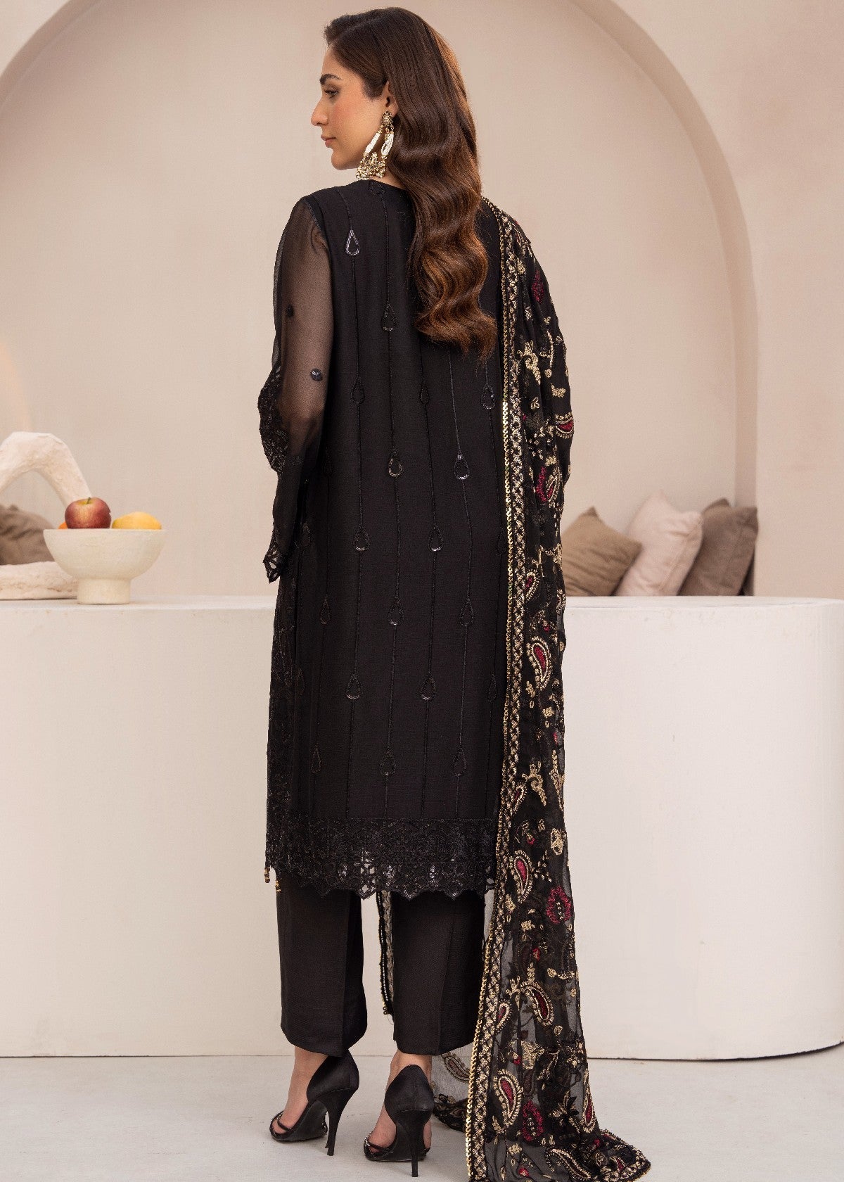 By-East Embroidered Chiffon Suit (BLK) Women 3pcs