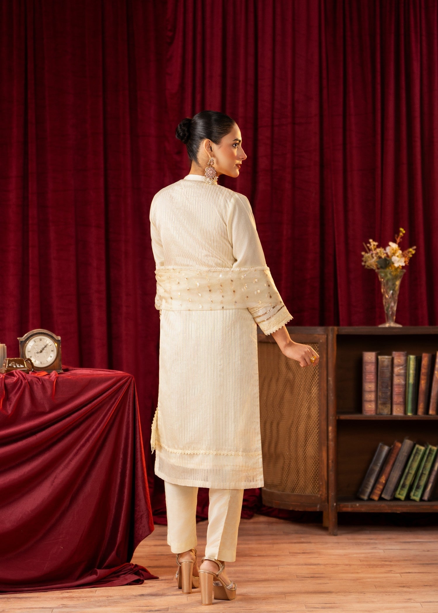 Khubsurat 3746 KH OR NT Off white Embroidery Pearl Embellishment 3D work Women 3pcs