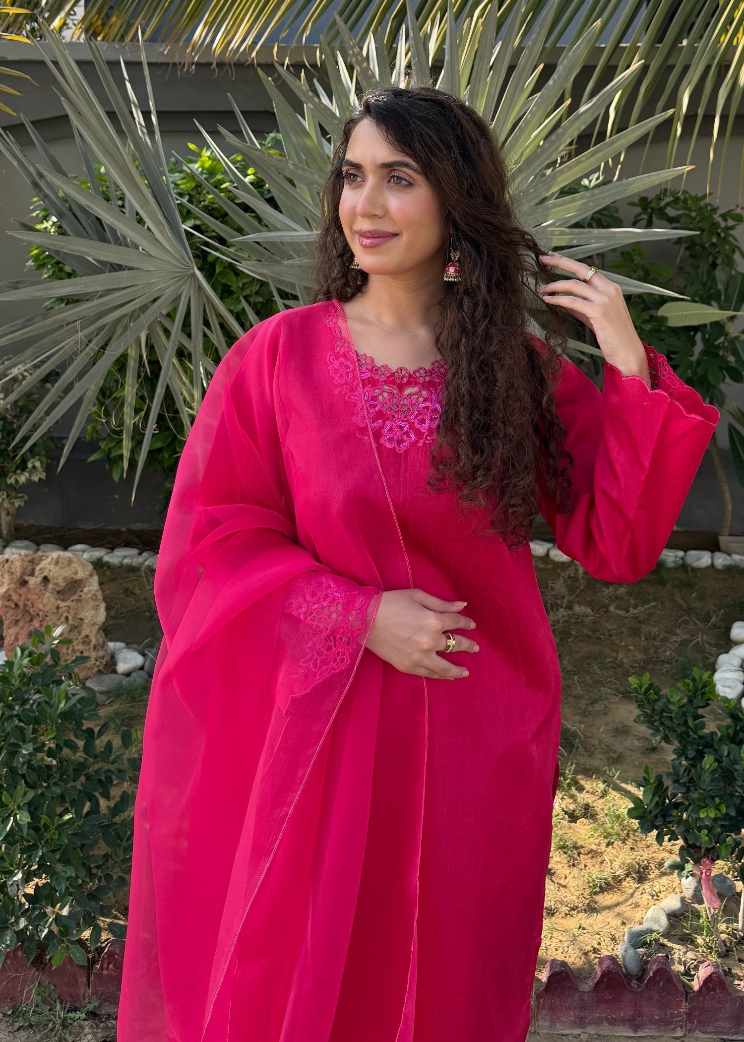 Naaz Couture Pink Embroidered Raw Silk Suit Women 3pcs