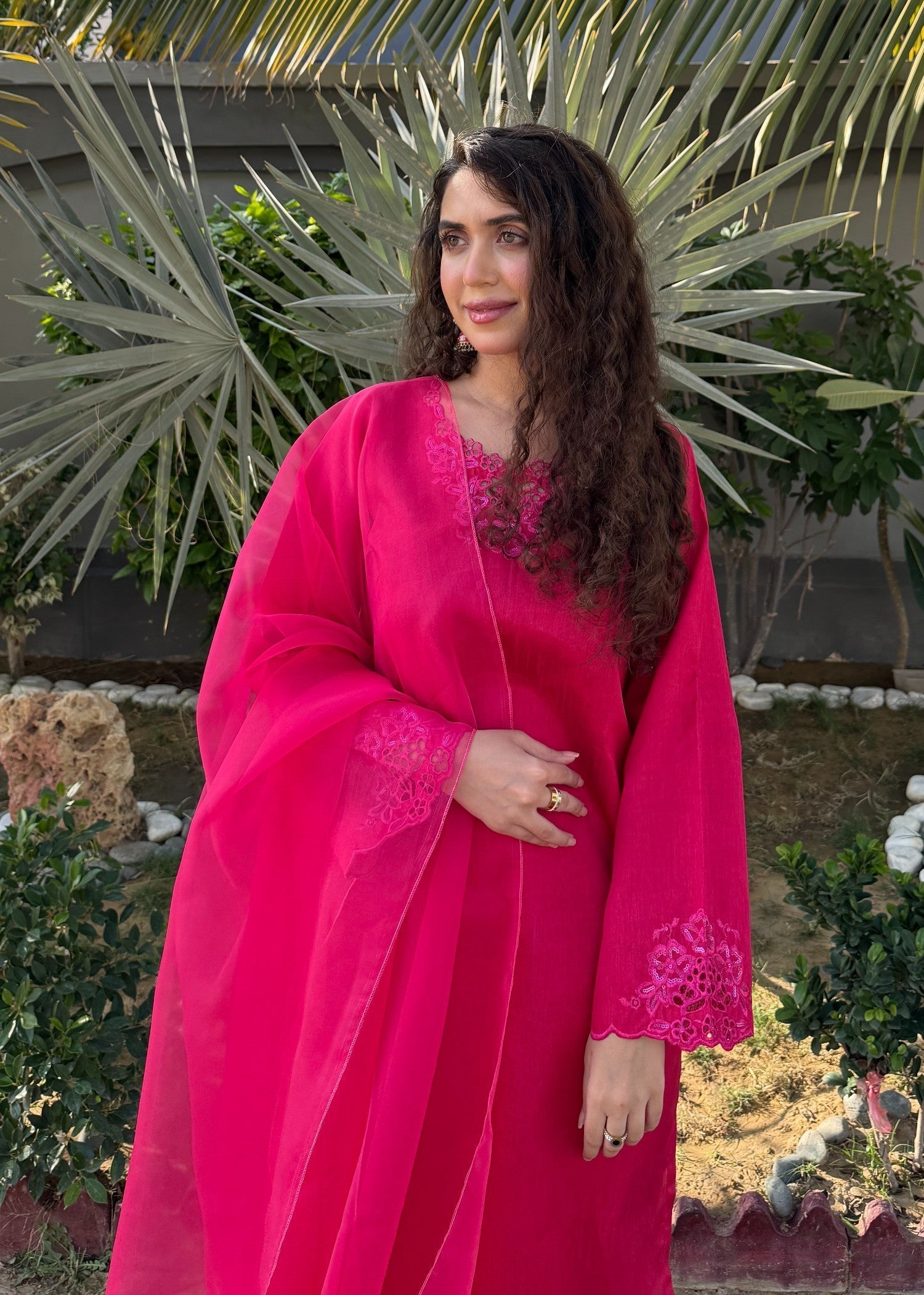 Naaz Couture Pink Embroidered Raw Silk Suit Women 3pcs