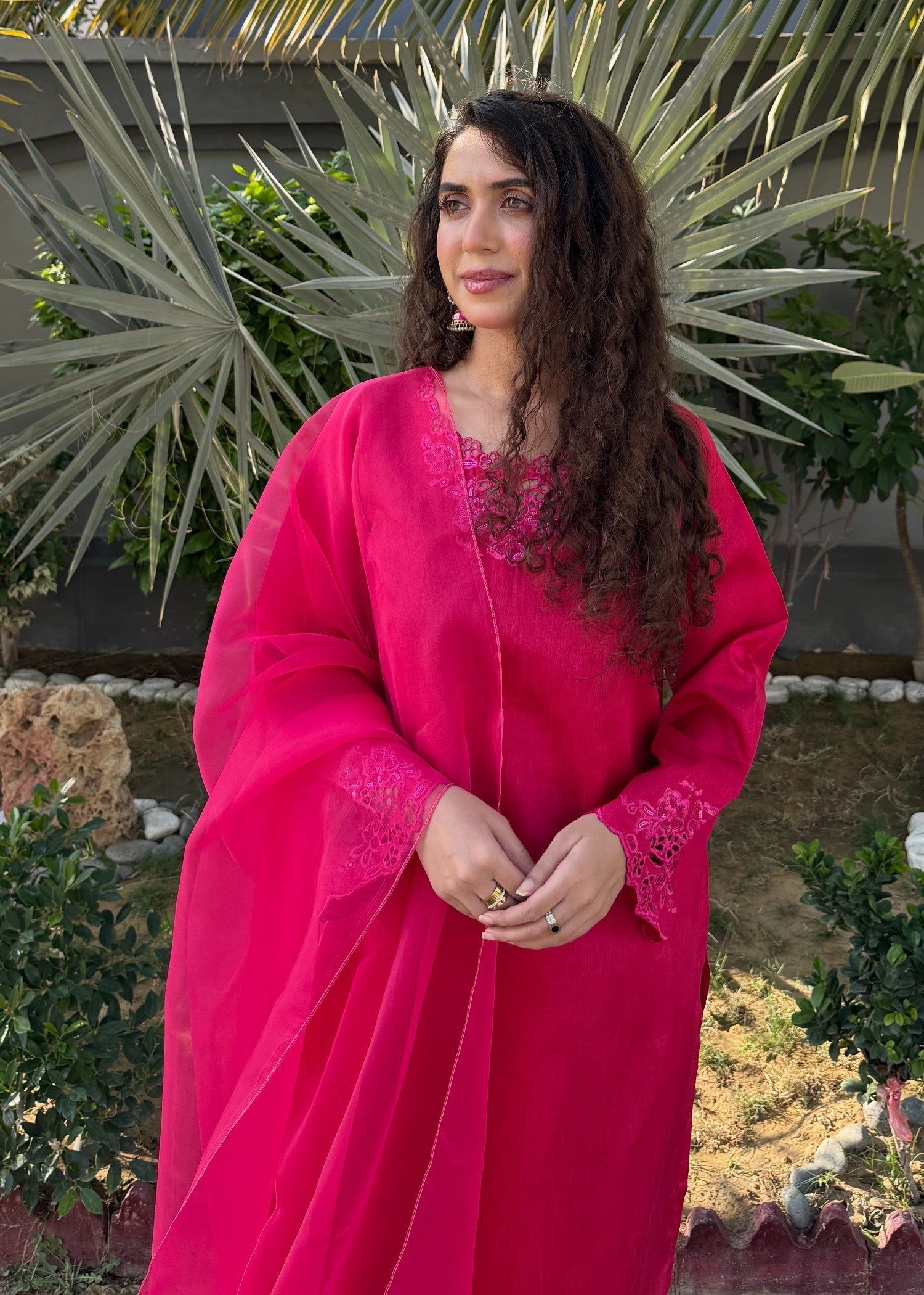 Naaz Couture Pink Embroidered Raw Silk Suit Women 3pcs