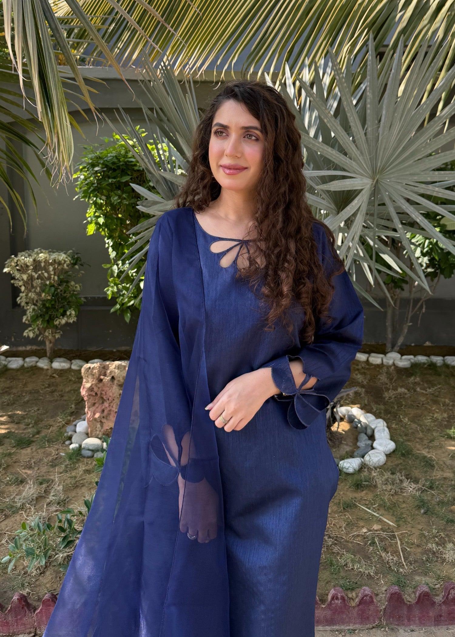 Naaz Couture Navy Blue Raw Silk Suit Women 3pcs