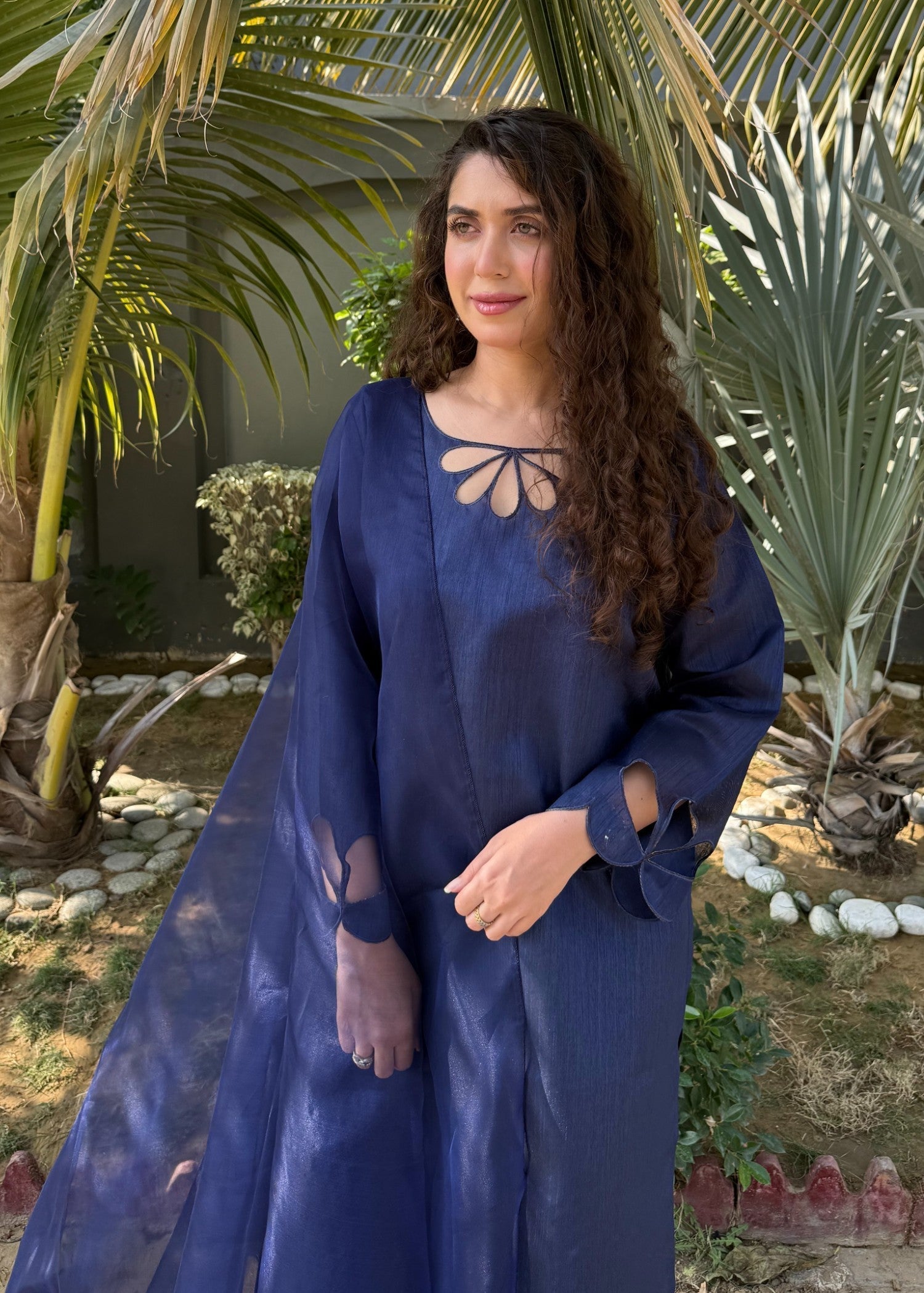 Naaz Couture Navy Blue Raw Silk Suit Women 3pcs