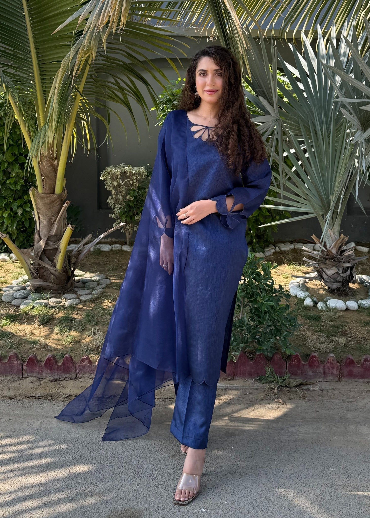Naaz Couture Navy Blue Raw Silk Suit Women 3pcs