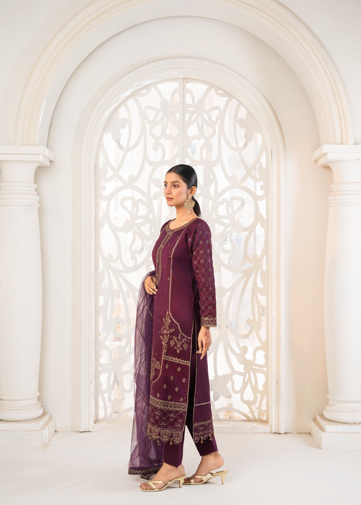 Khubsurat 4041 KH S.KTN Plum Embroidery Women 3pcs