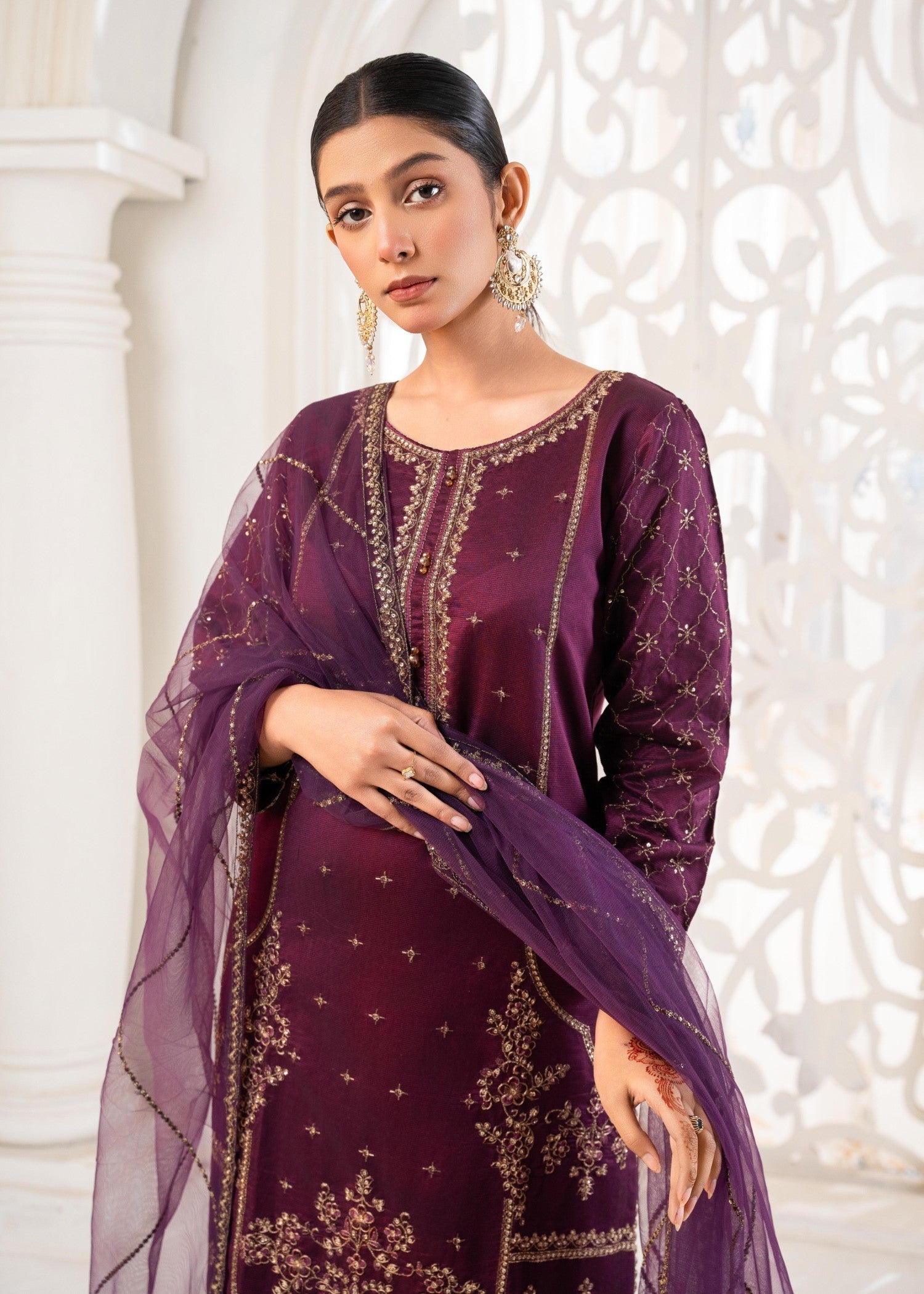 Khubsurat 4041 KH S.KTN Plum Embroidery Women 3pcs