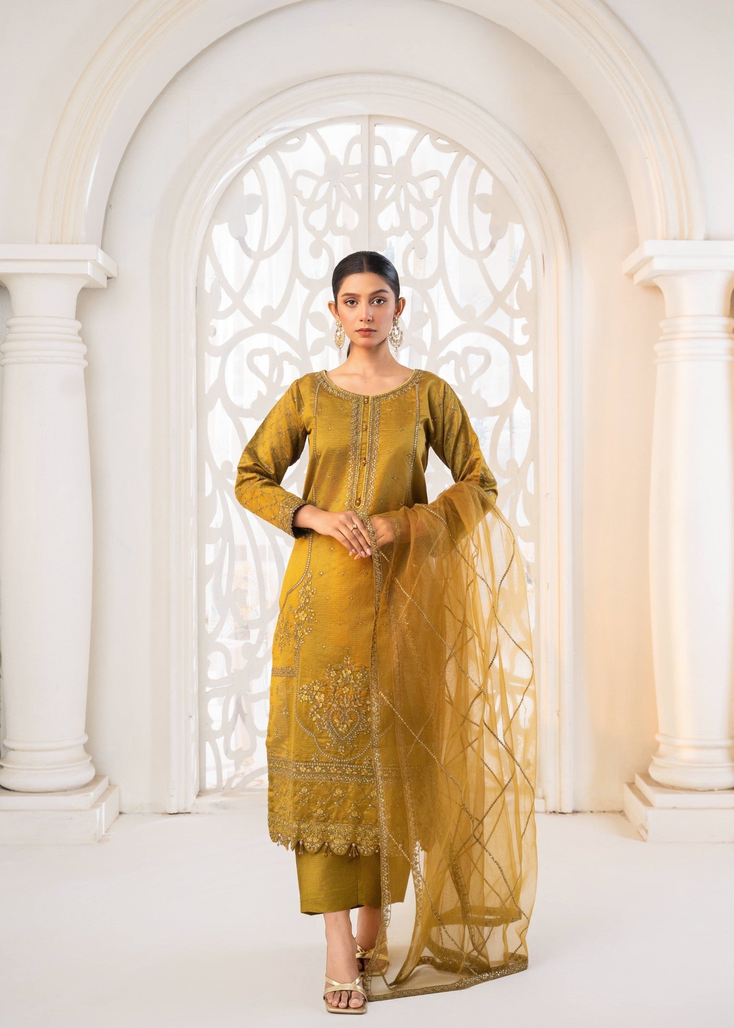 Khubsurat 4041 KH S.KTN Mustard Embroidery Women 3pcs