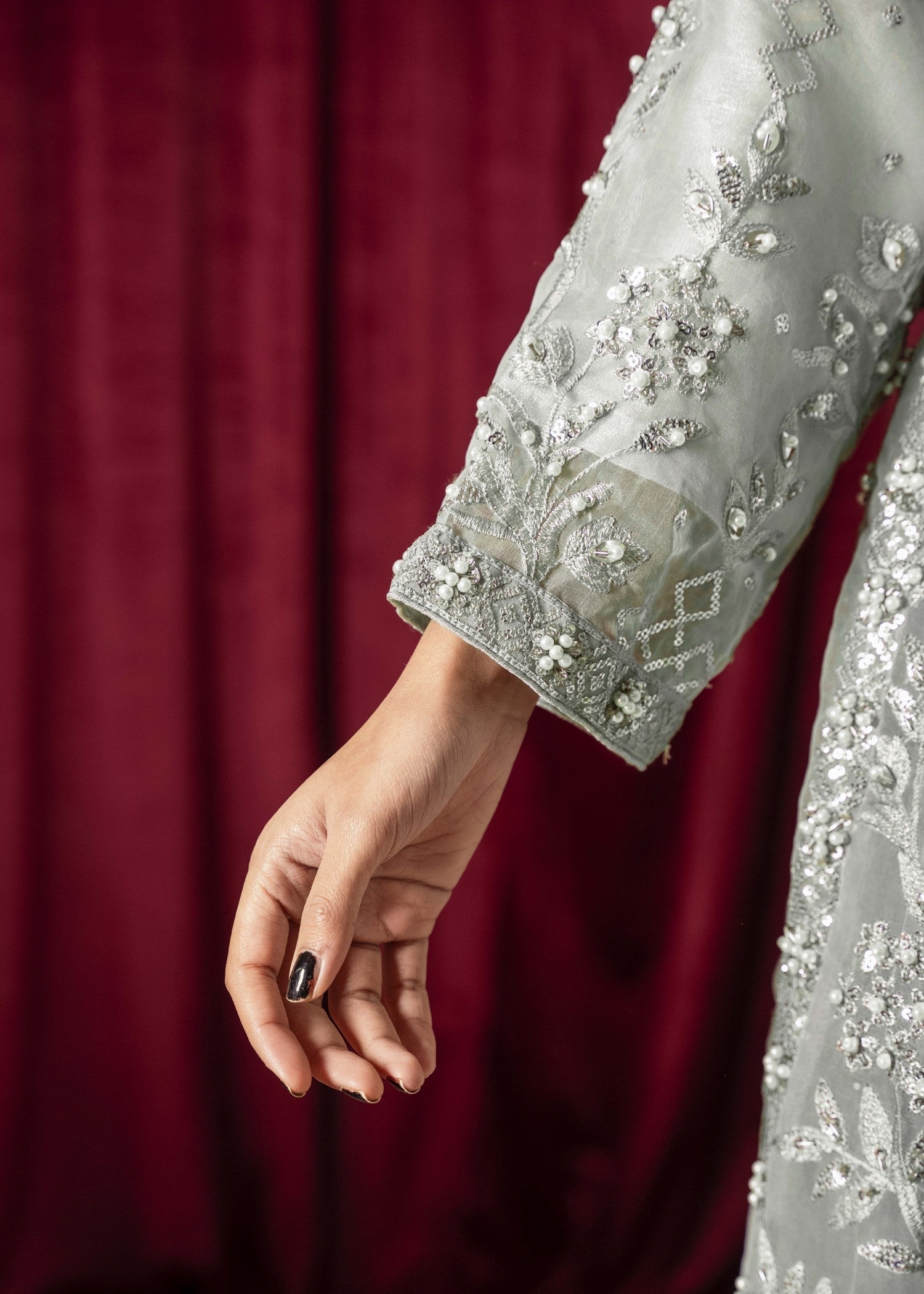 Khubsurat 3800 KH OR Aqua Embroidery Pearl Embellishment Gown Women 4pcs