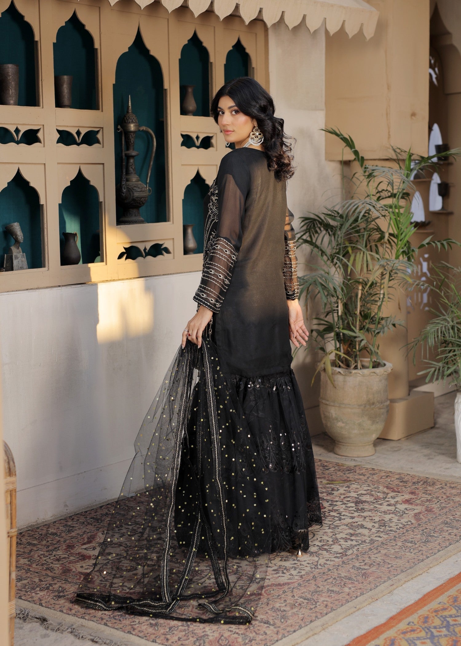 Pehnawa Fashion LAVISH BLACK GHARARA Women 3pcs