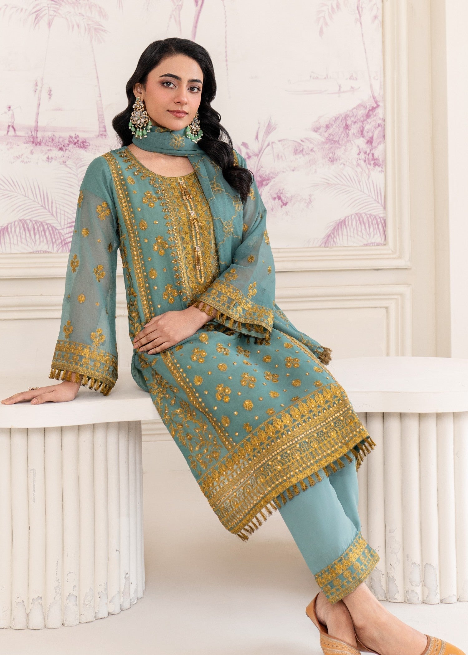 Four Season Boutique RANGEEN POWDER BLUE Women 3pcs