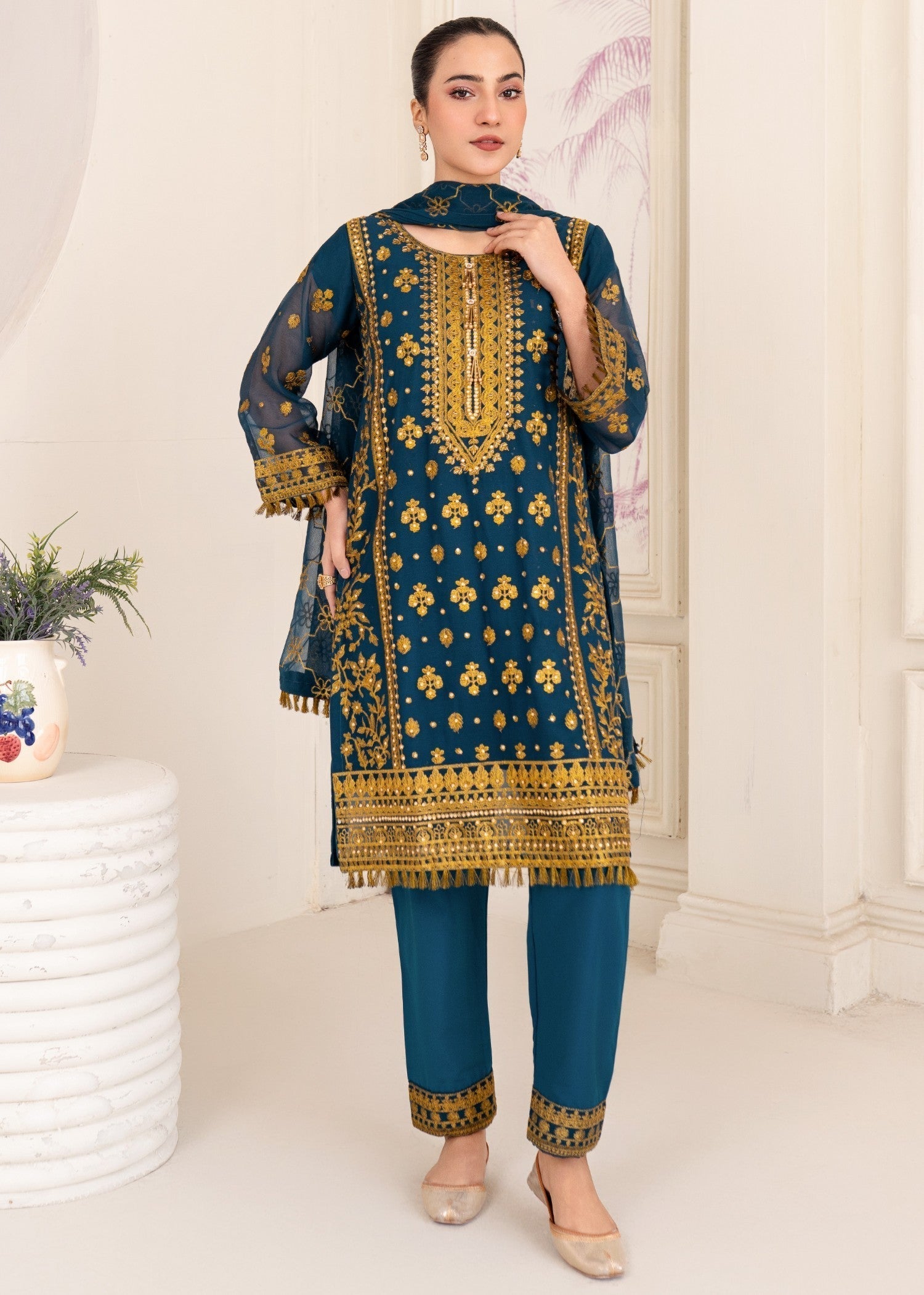 Four Season Boutique RANGEEN BLUE Women 3pcs