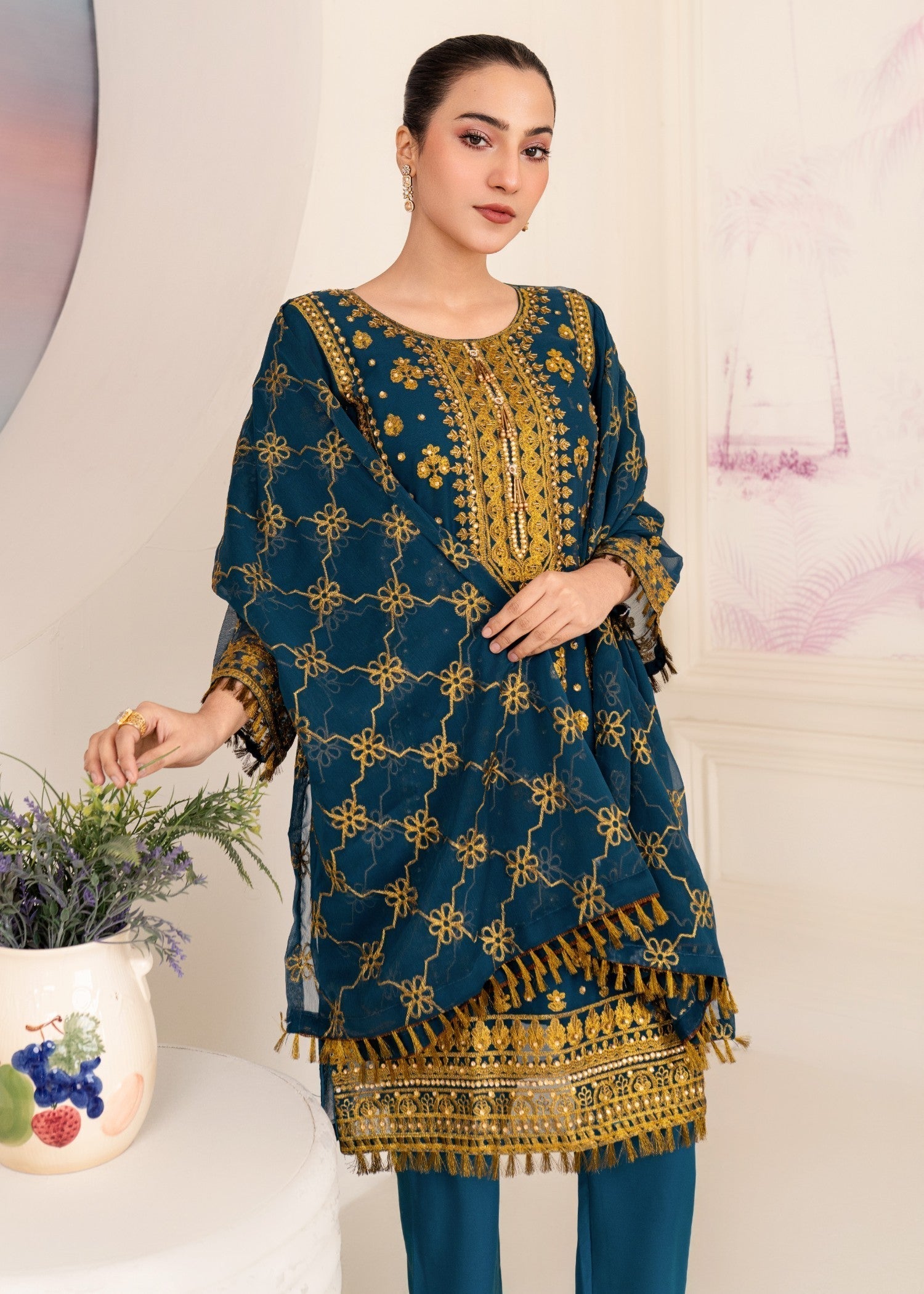 Four Season Boutique RANGEEN BLUE Women 3pcs