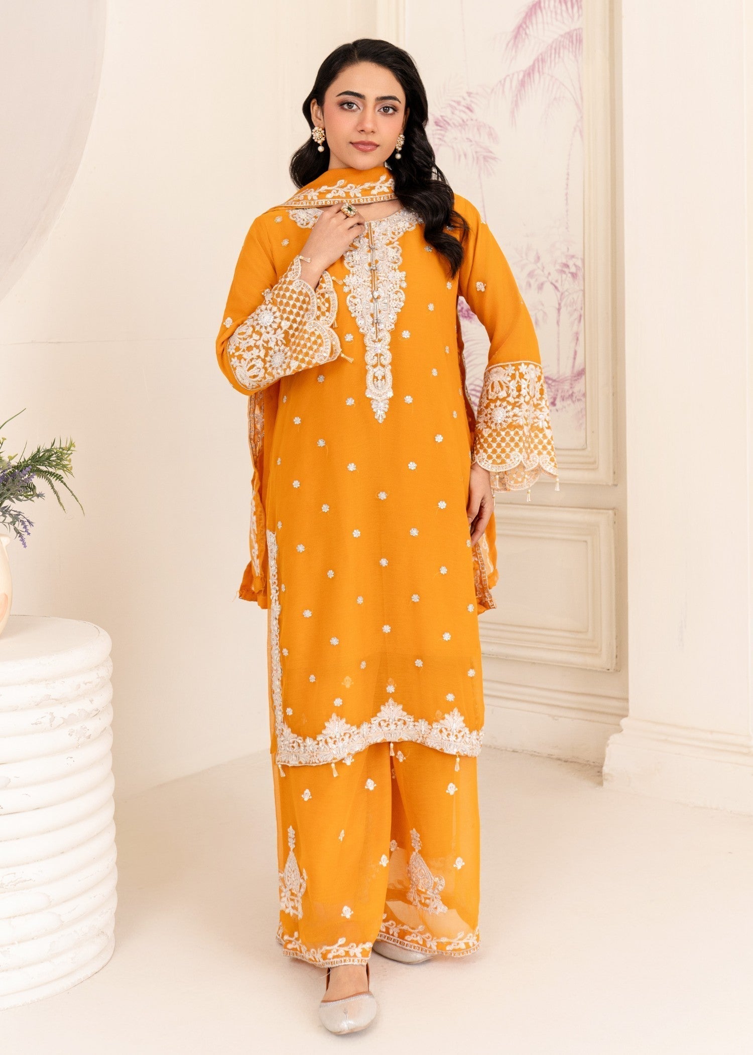 Four Season Boutique JASMEEN MUSTARD ORANGE Women 3pcs