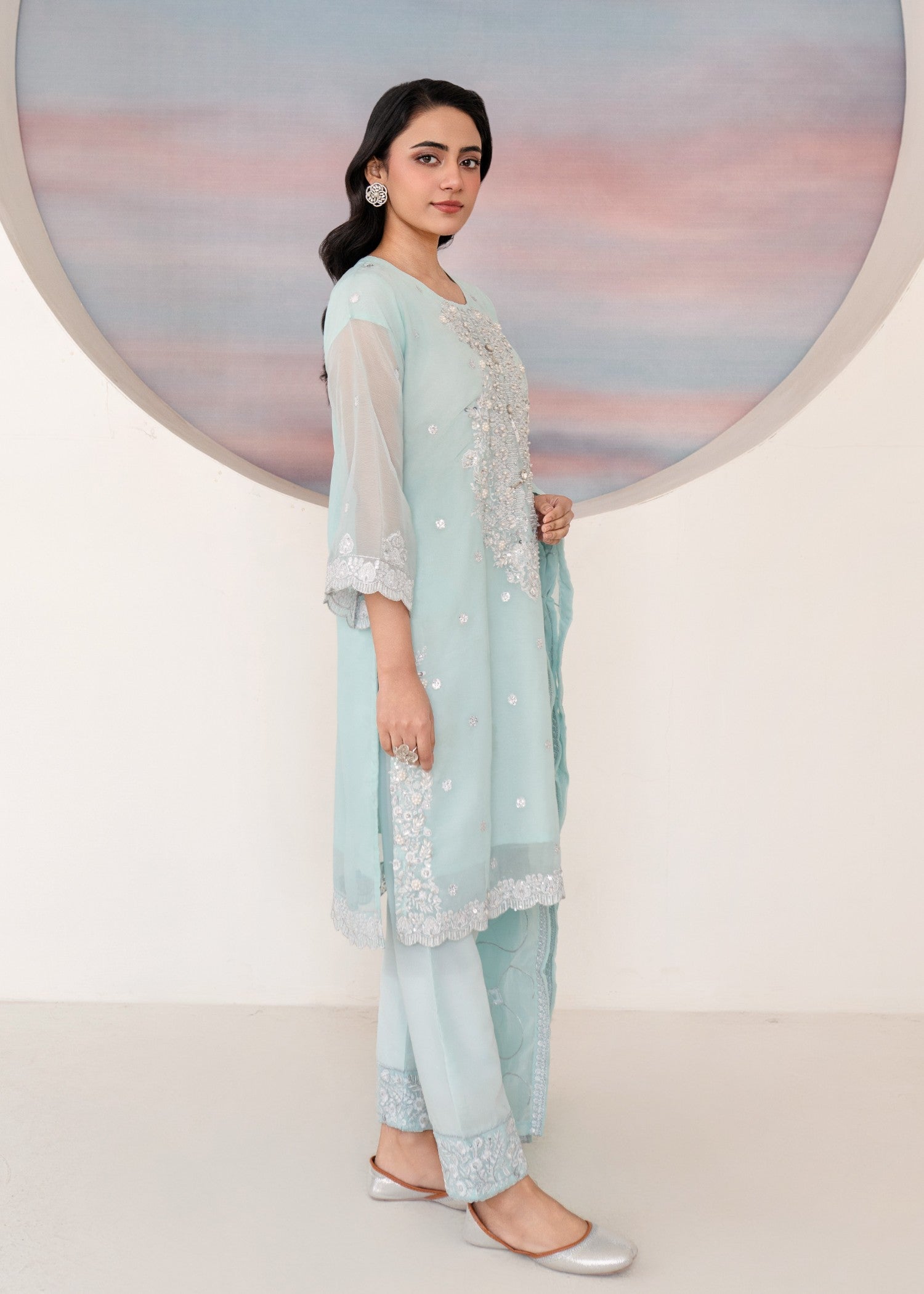 Four Season Boutique SHABNAM CHIFFON ICE BLUE Women 3pcs