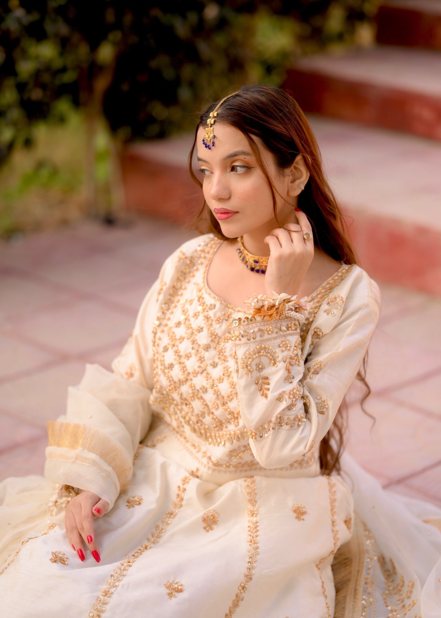 Suits By Sadia Raw silk risha offwhite maxi Women 4pcs