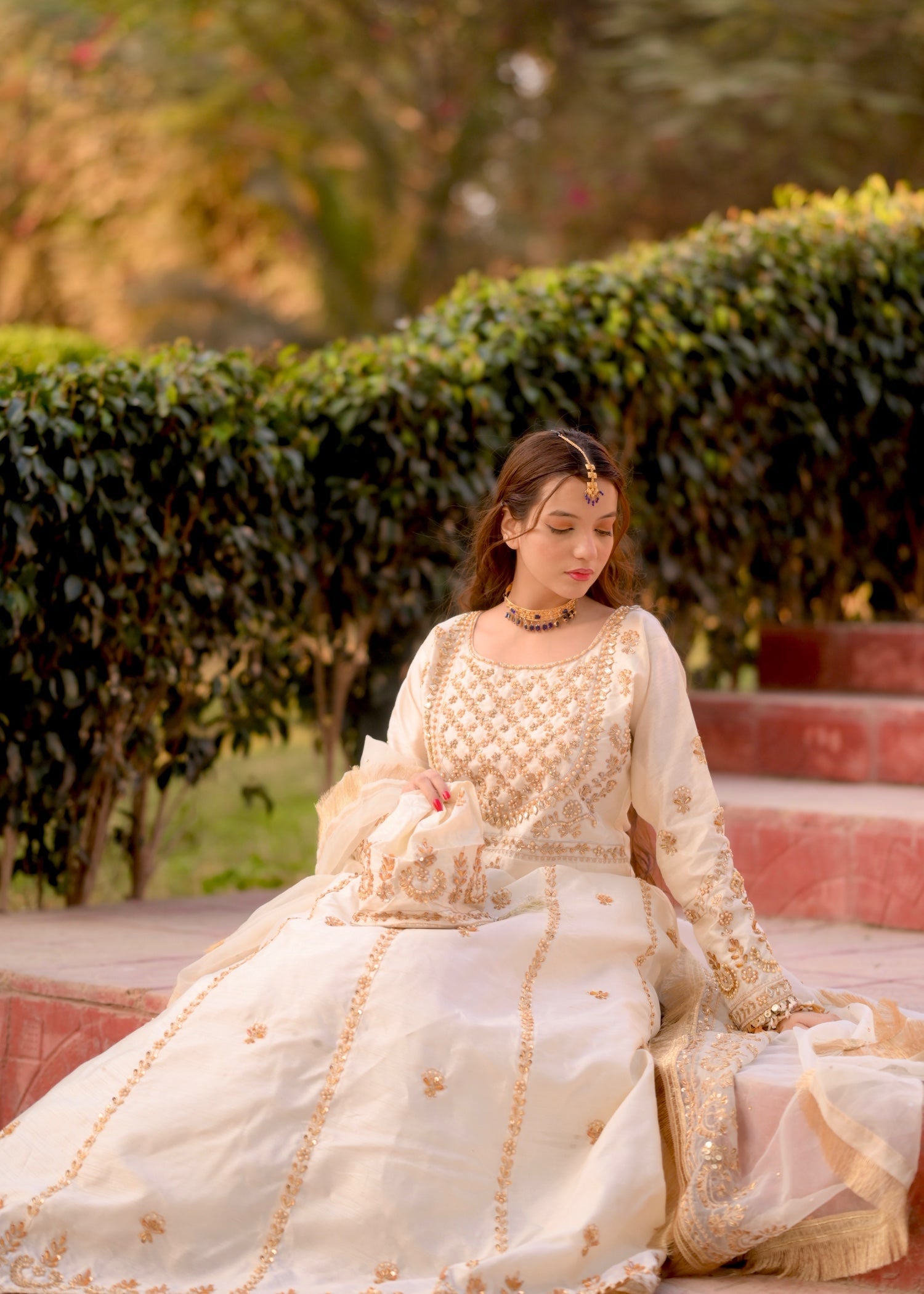 Suits By Sadia Raw silk risha offwhite maxi Women 4pcs