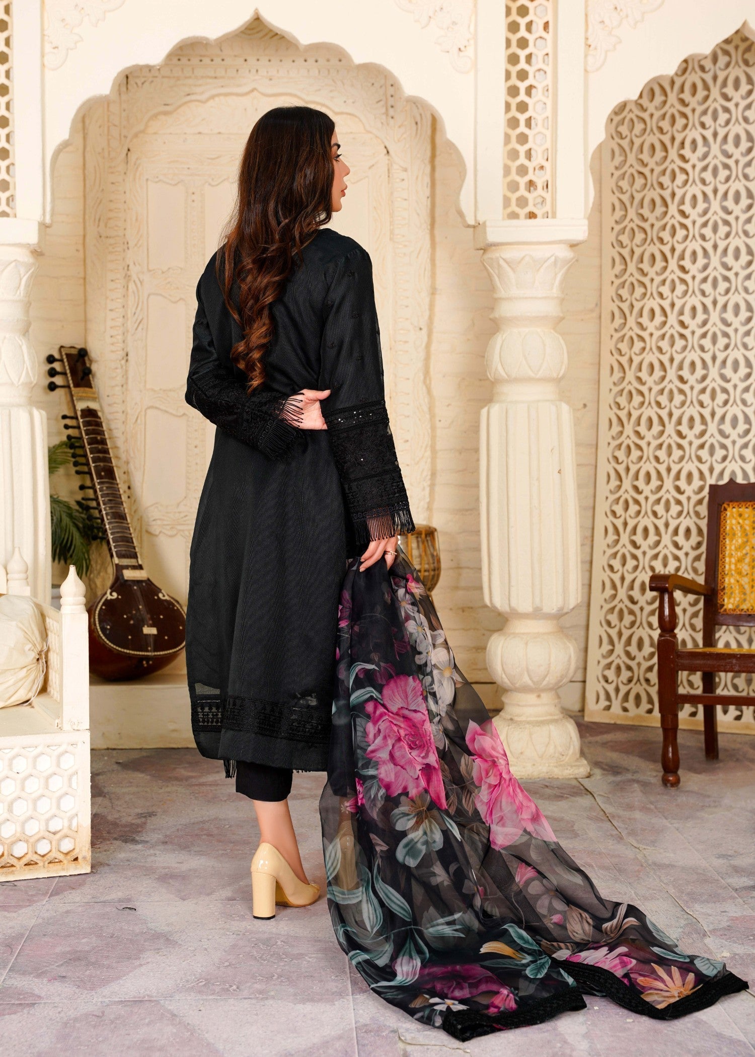 Khubsurat 3307 KH OR NT Black Embroidery Women 3pcs