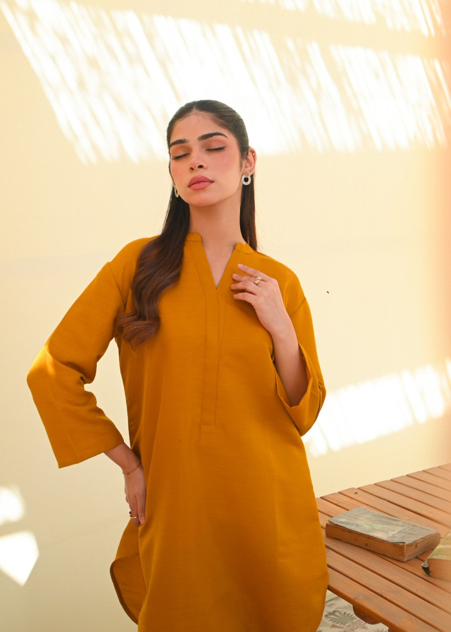 Zauk Mustard Two Piece Dress Women 2pcs