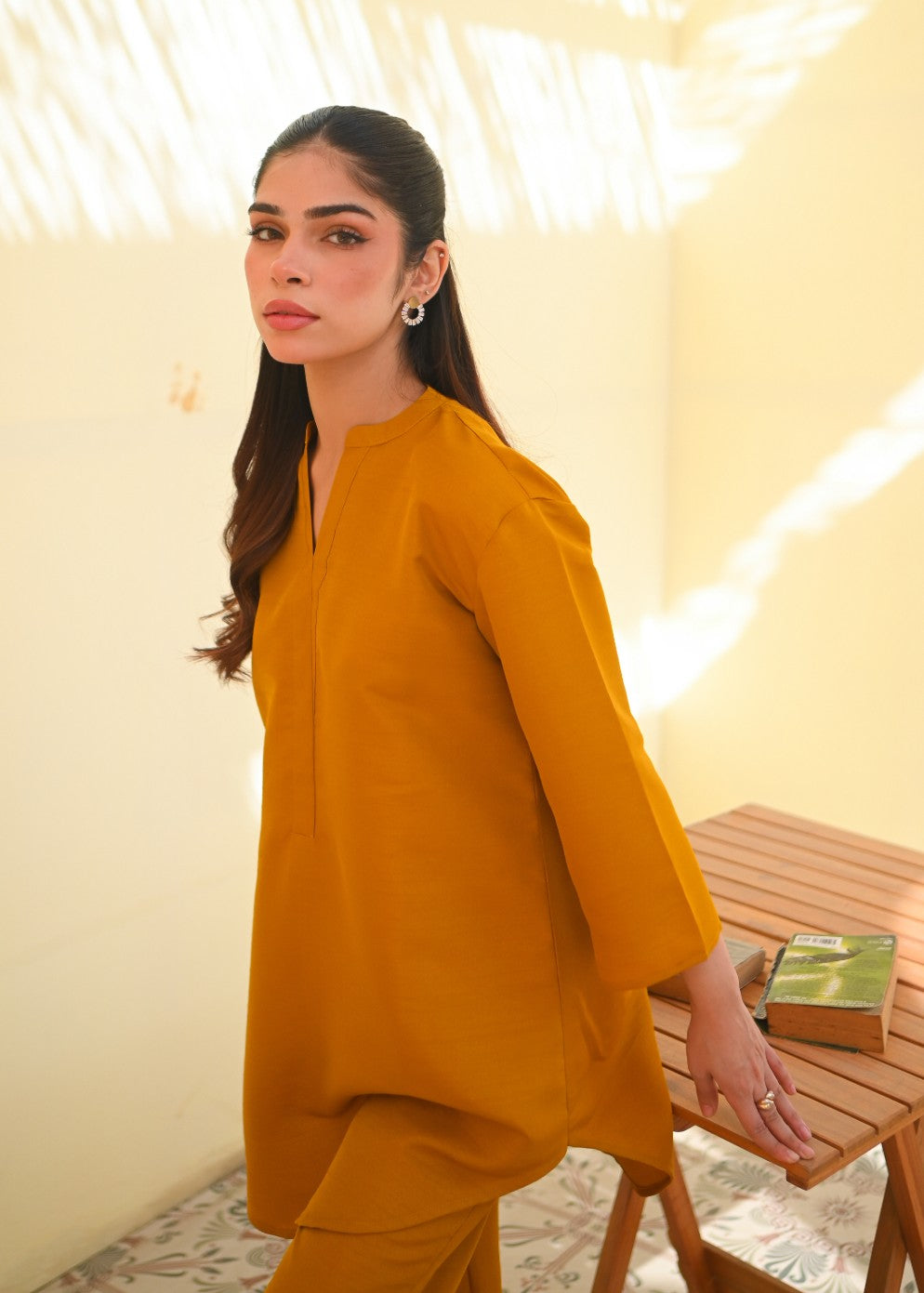 Zauk Mustard Two Piece Dress Women 2pcs