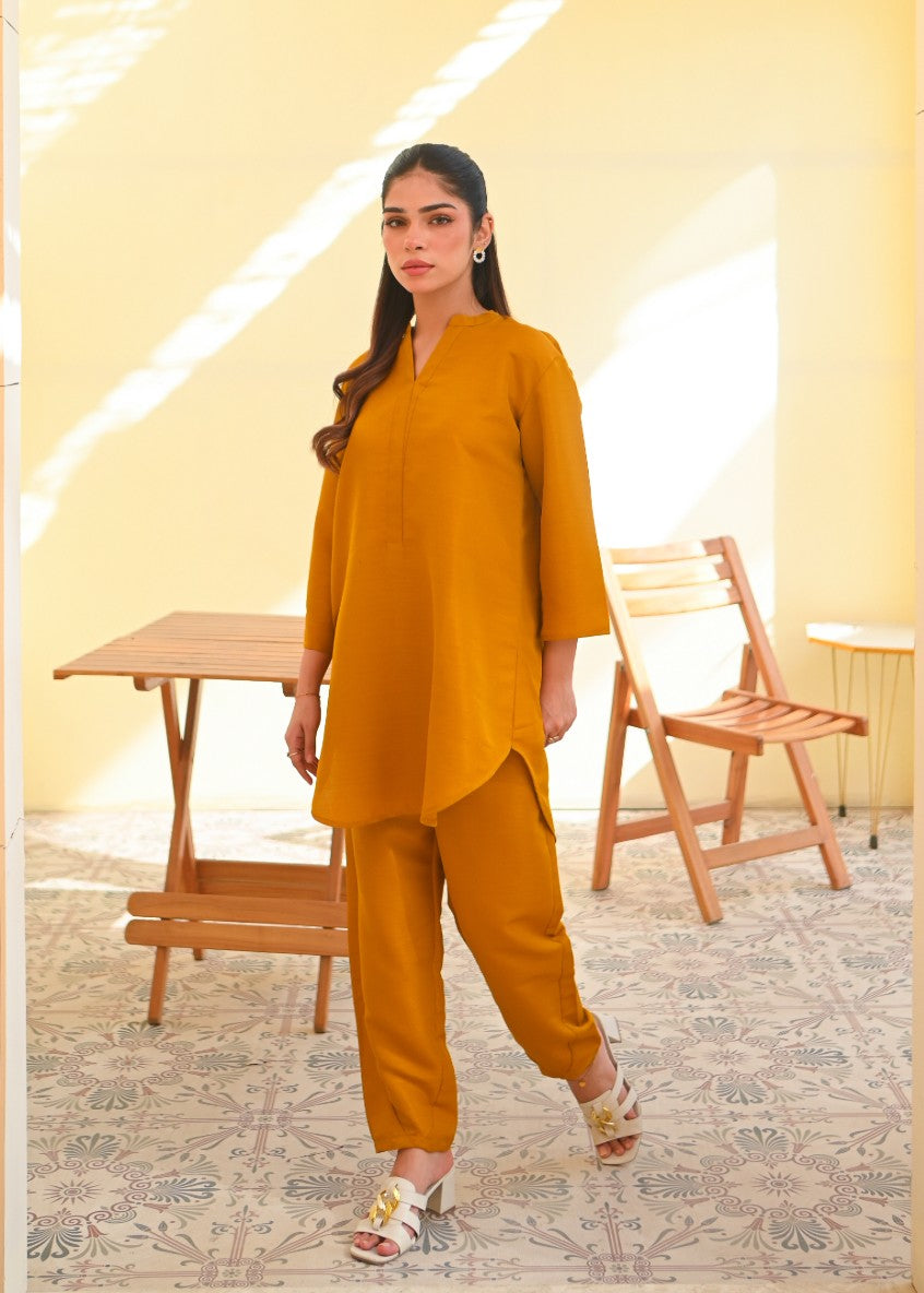 Zauk Mustard Two Piece Dress Women 2pcs