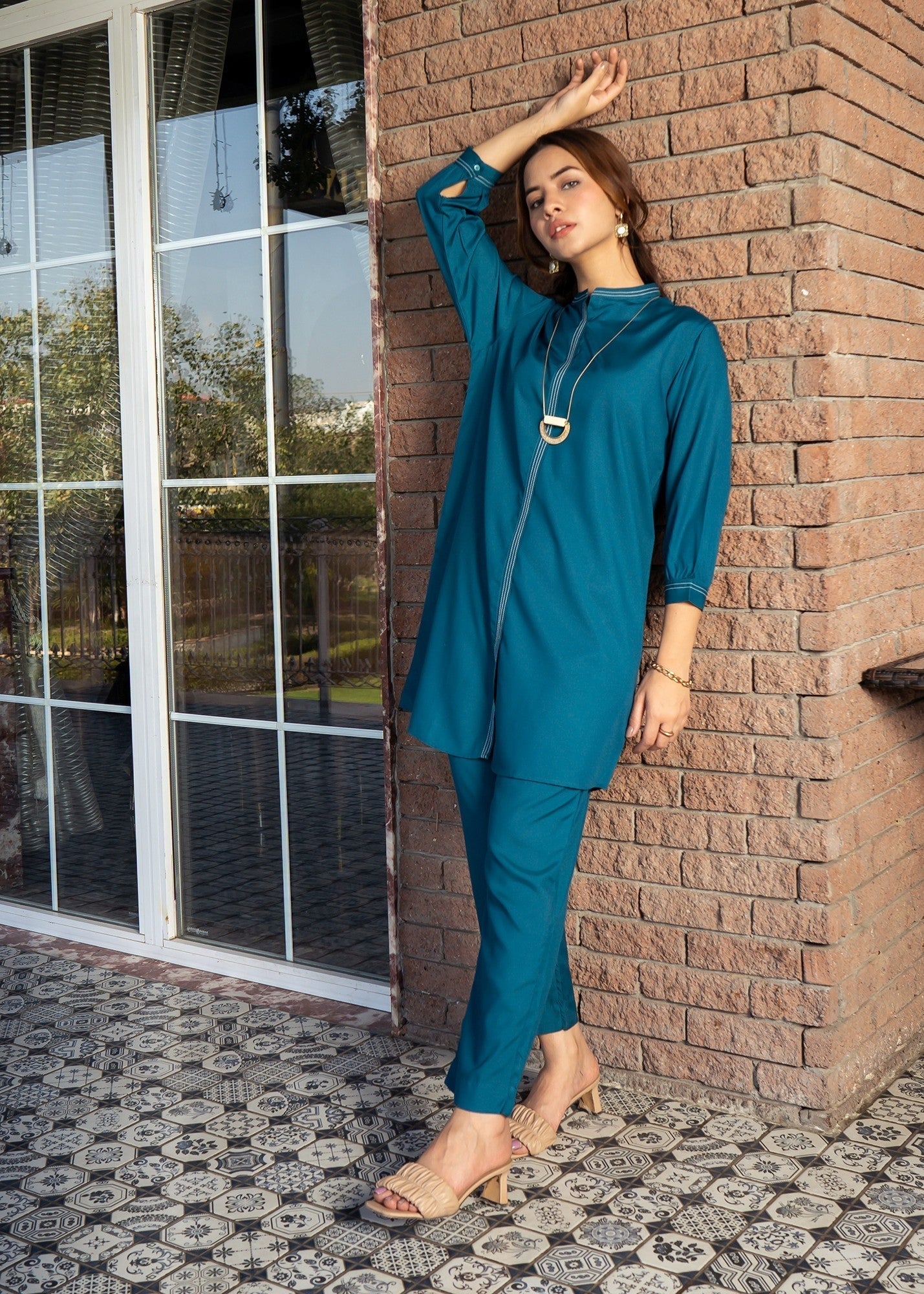 Vestilewear Teal Co Ord Set Stitched Suit (All Season) VW05 A Women 2pcs