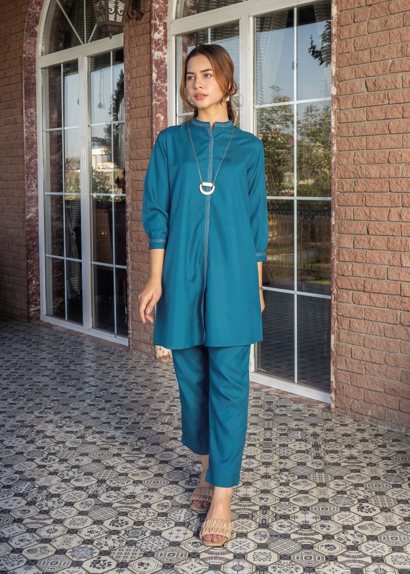 Vestilewear Teal Co Ord Set Stitched Suit (All Season) VW05 A Women 2pcs