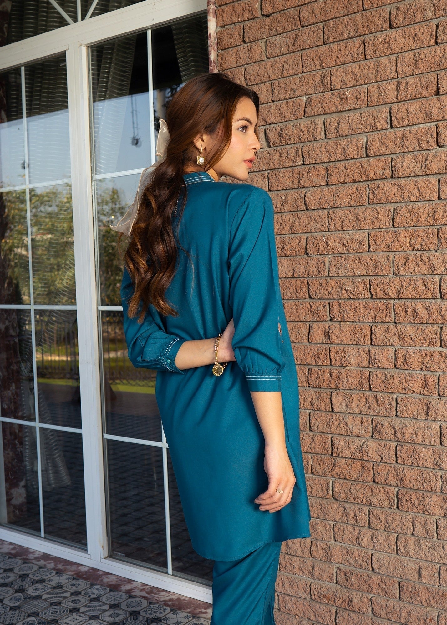 Vestilewear Teal Co Ord Set Stitched Suit (All Season) VW05 A Women 2pcs