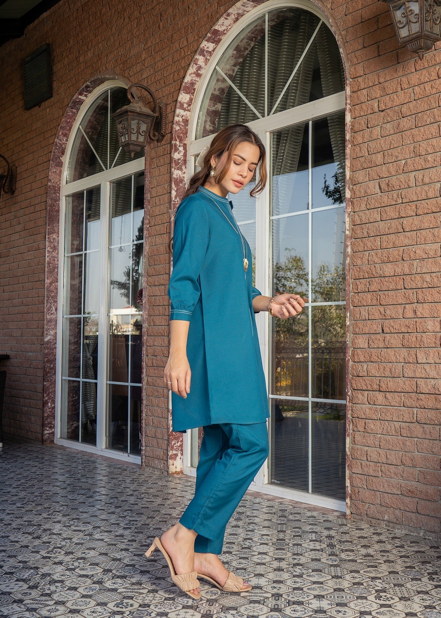 Vestilewear Teal Co Ord Set Stitched Suit (All Season) VW05 A Women 2pcs