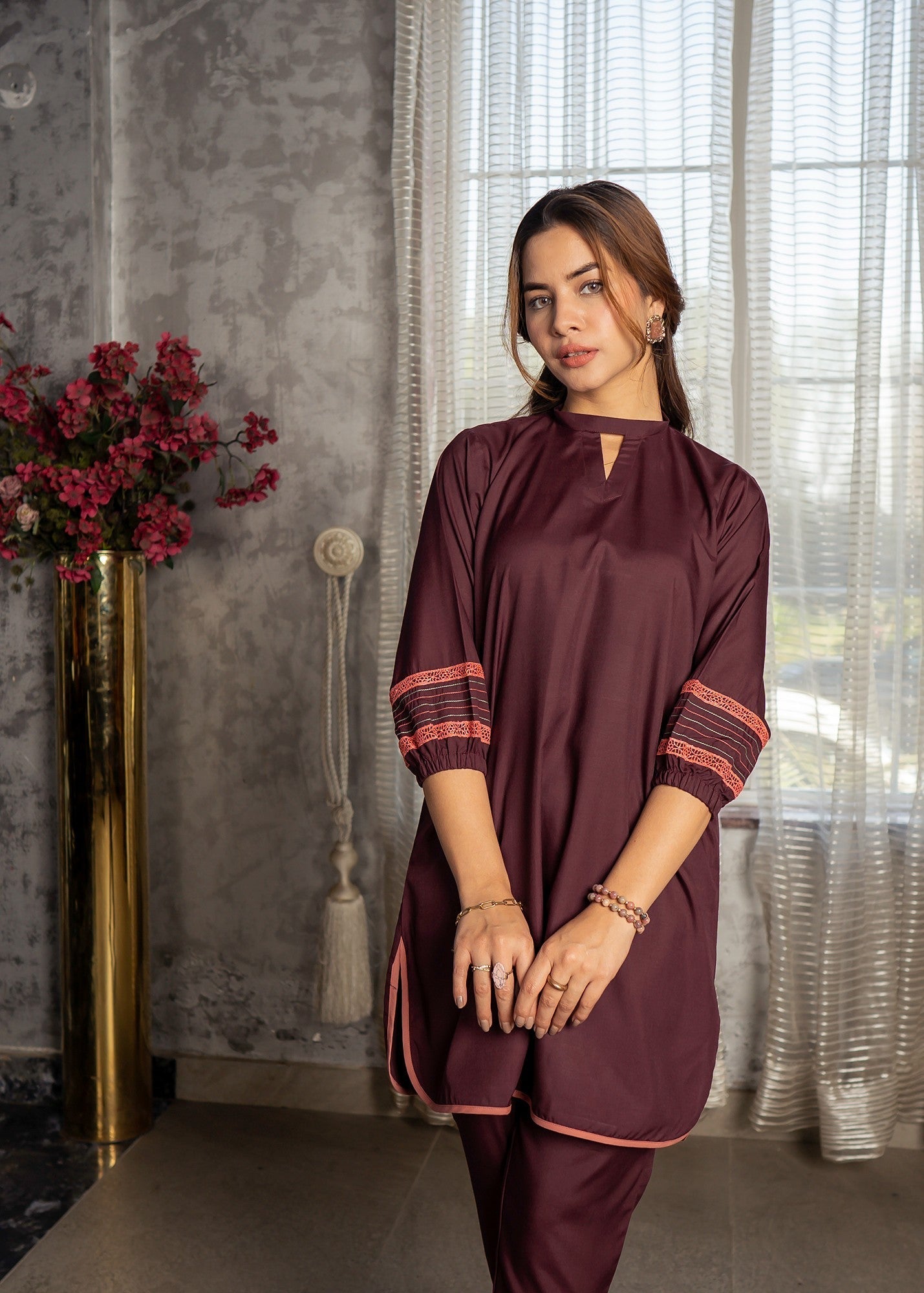 Vestilewear Burgundy Women Stitched Suit (All Season) VW13 A Women 2pcs