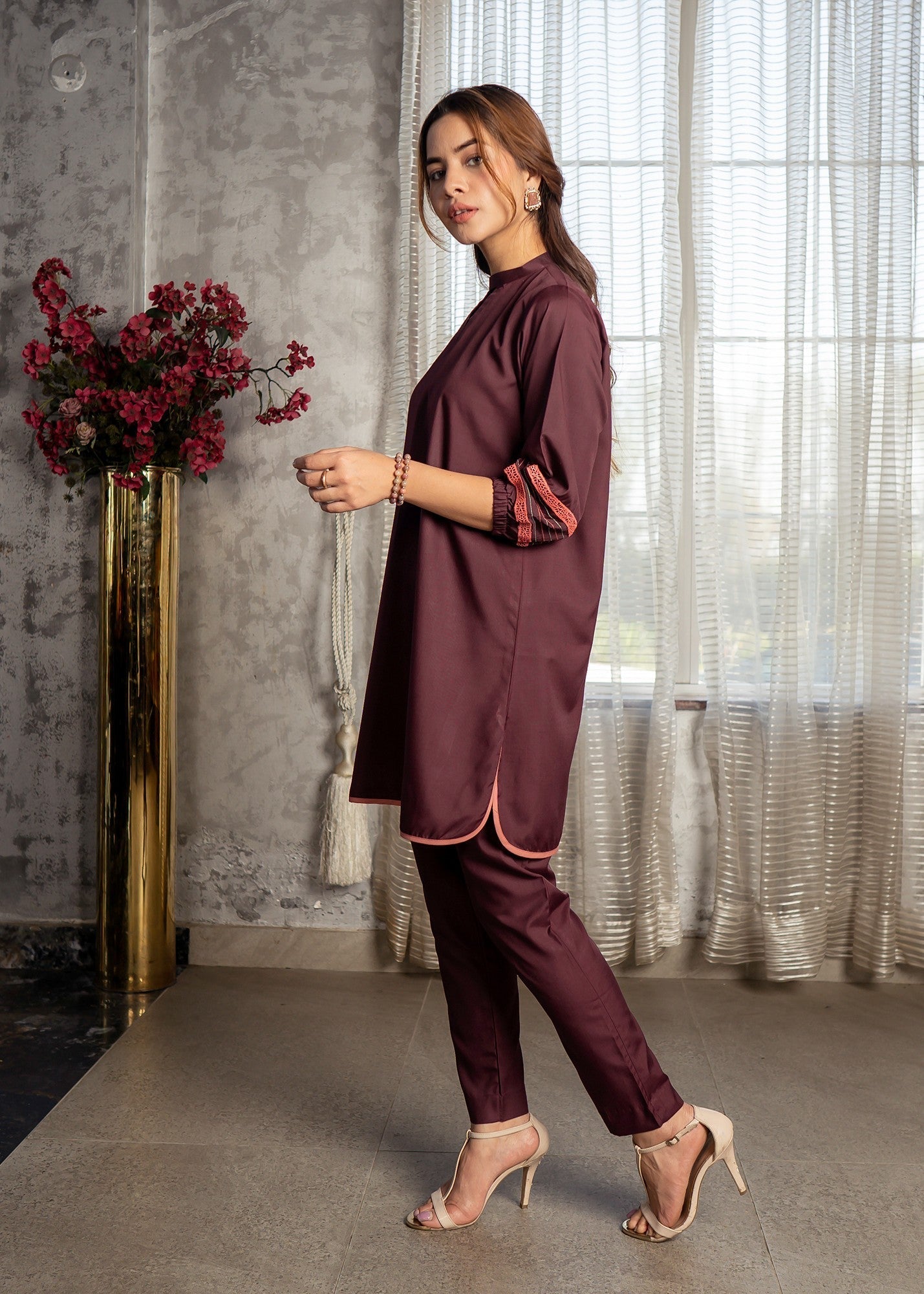 Vestilewear Burgundy Women Stitched Suit (All Season) VW13 A Women 2pcs