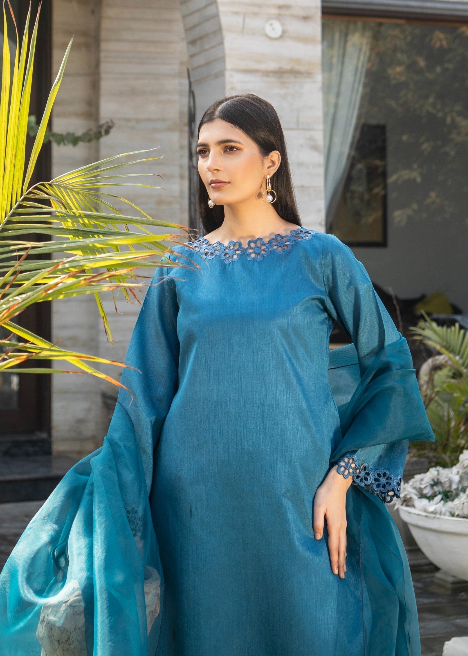 Naaz Couture Teal Raw Silk Suit Women 3pcs