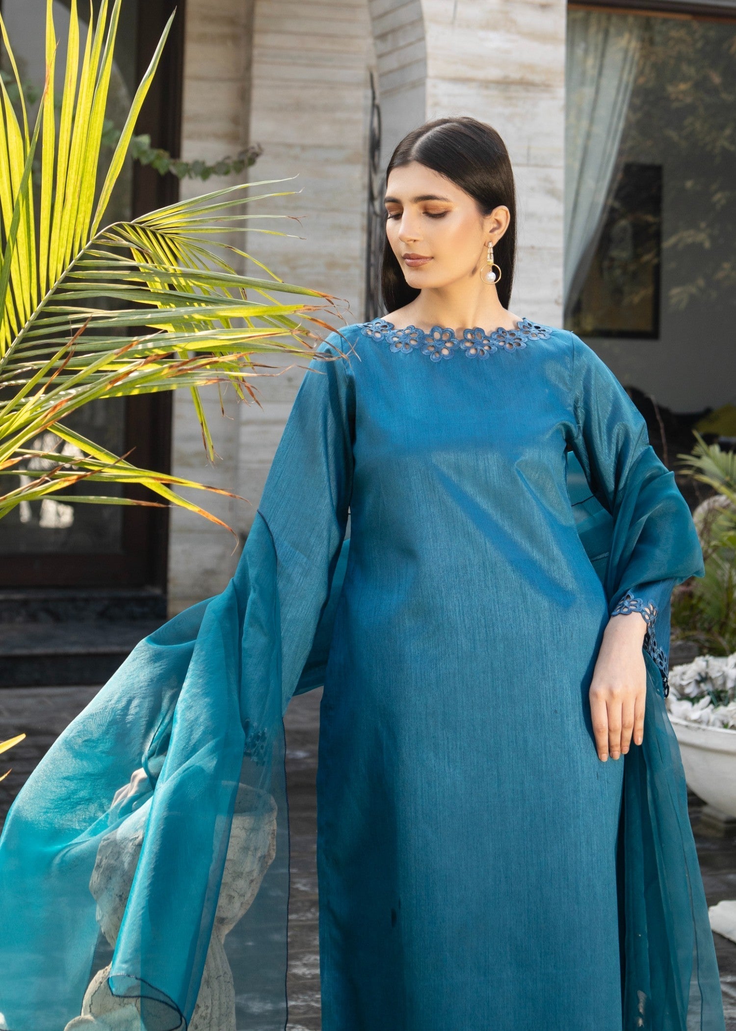 Naaz Couture Teal Raw Silk Suit Women 3pcs