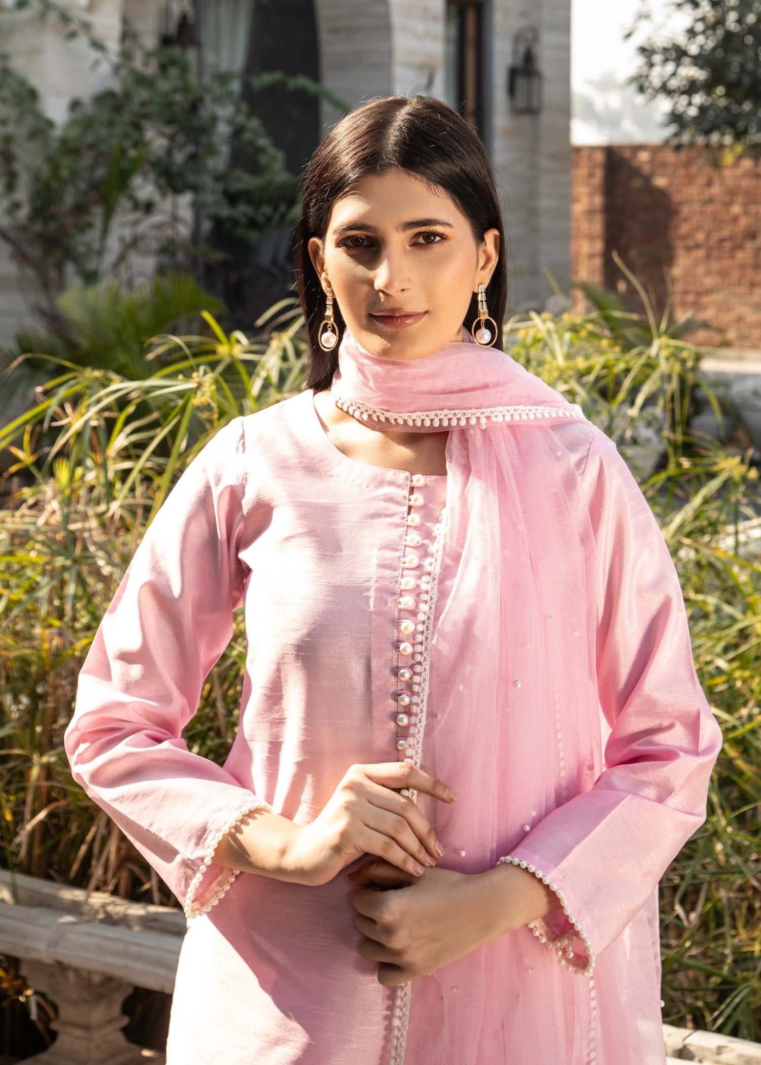 Naaz Couture Pastel Pink Raw Silk Suit Women 3pcs