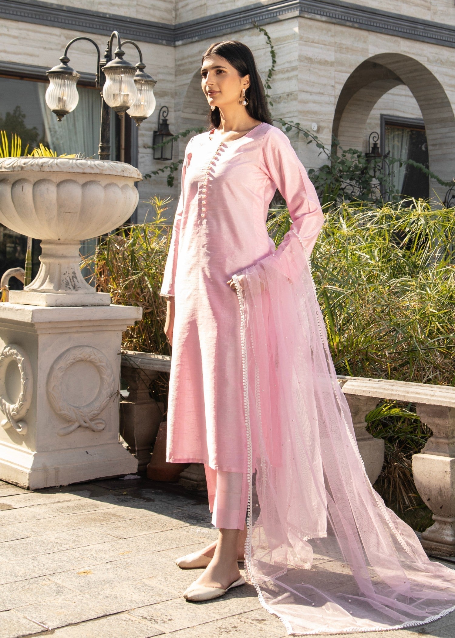 Naaz Couture Pastel Pink Raw Silk Suit Women 3pcs