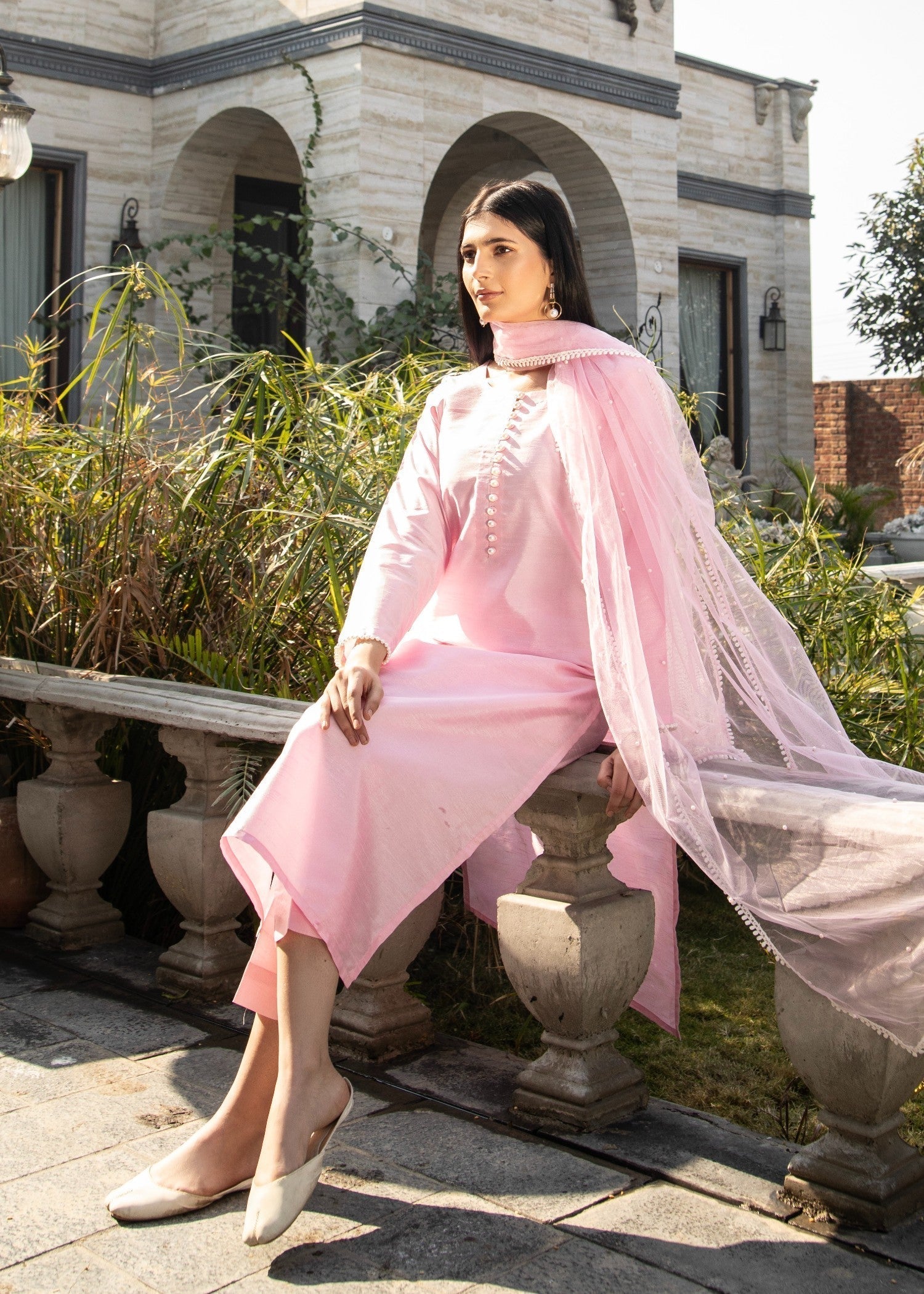 Naaz Couture Pastel Pink Raw Silk Suit Women 3pcs