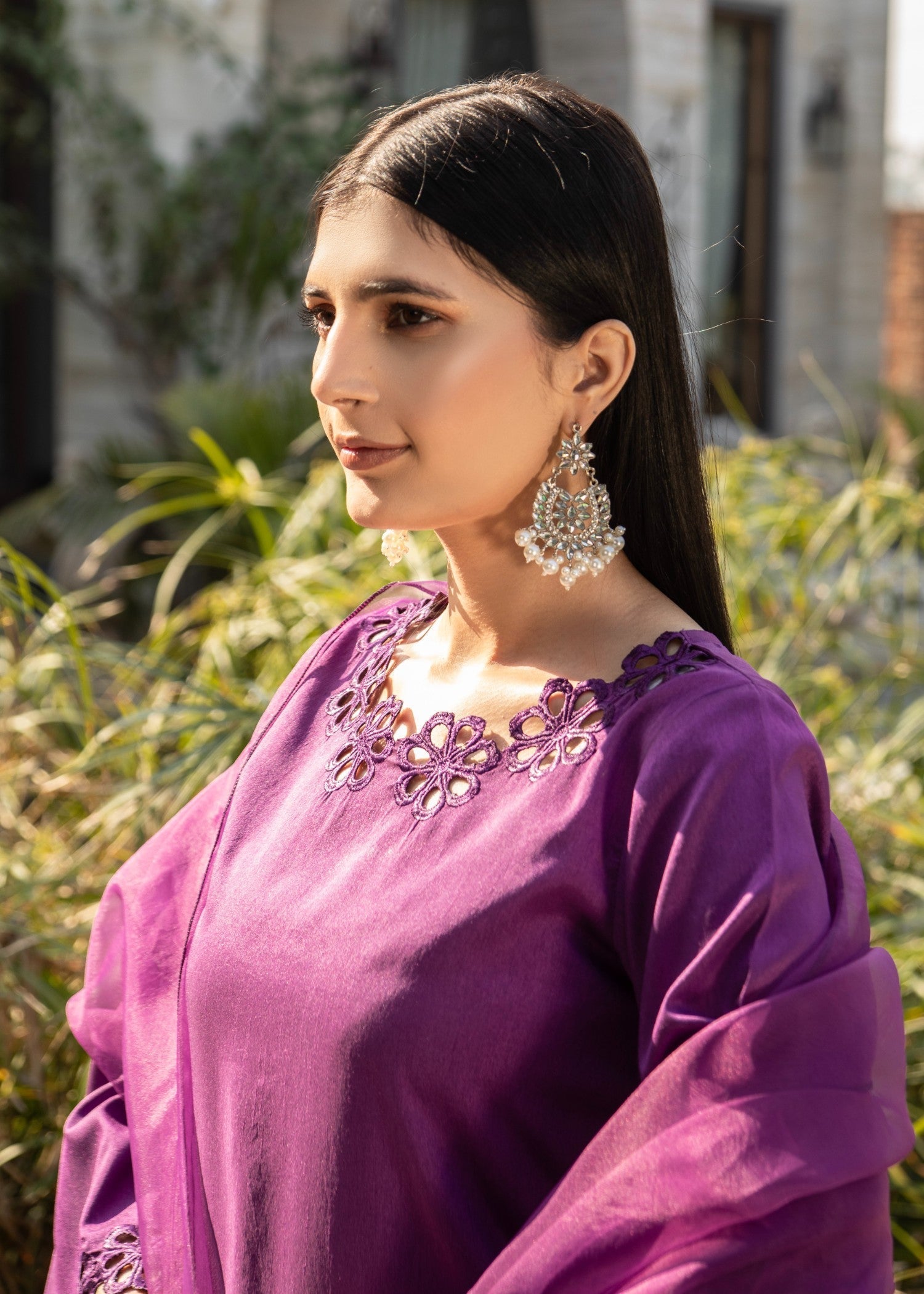 Naaz Couture Iris Purple Raw Silk Suit Women 3pcs