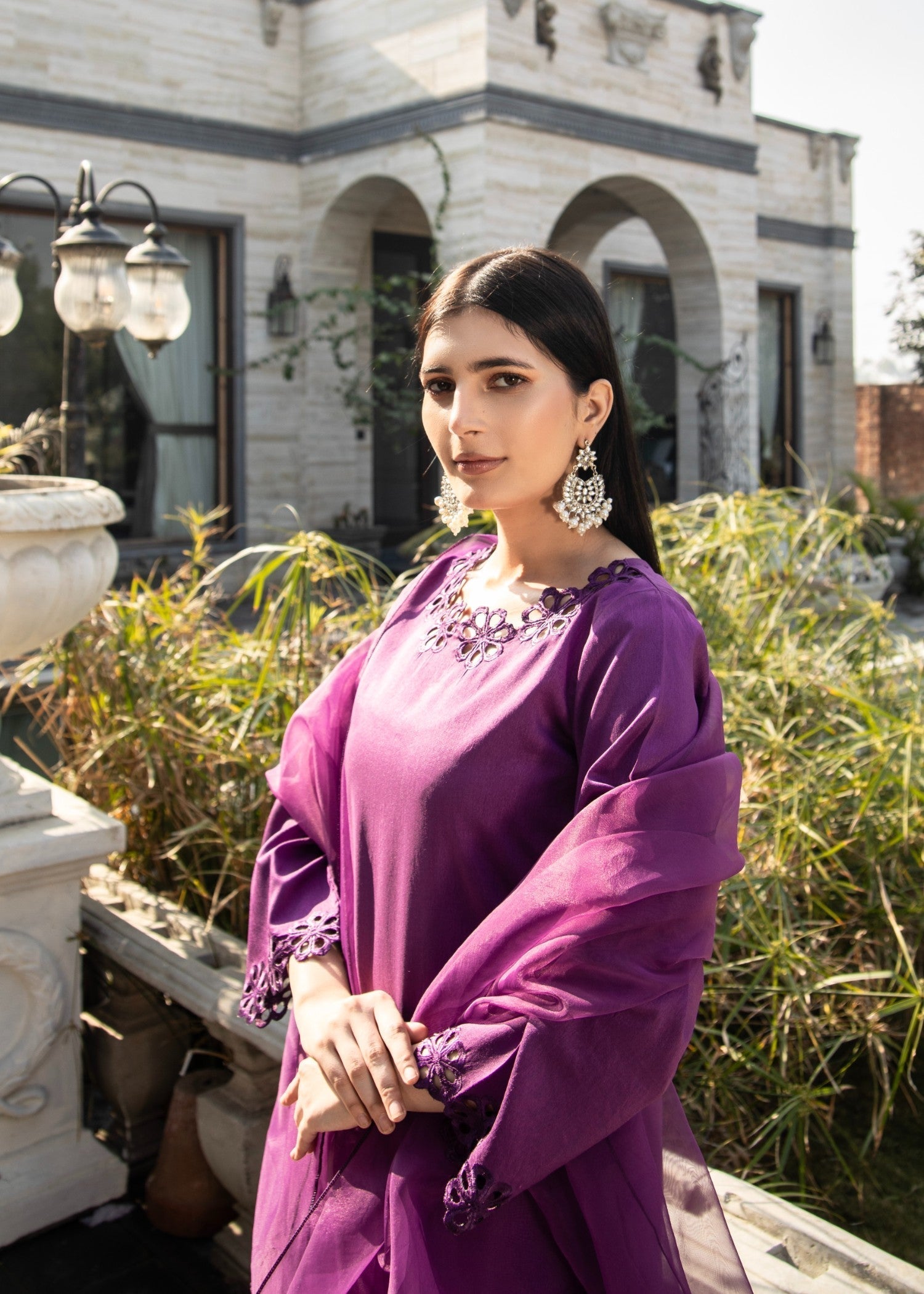 Naaz Couture Iris Purple Raw Silk Suit Women 3pcs