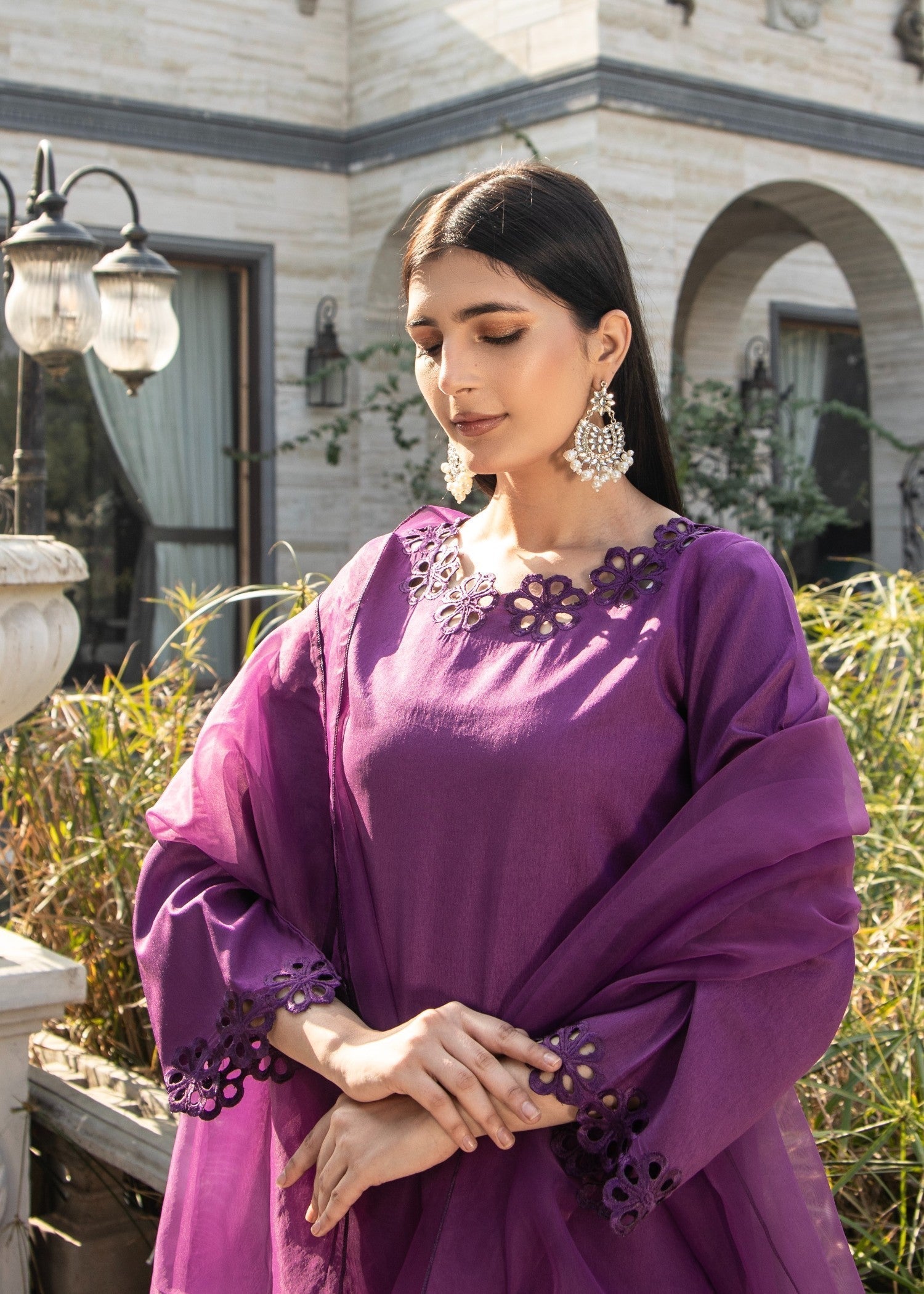 Naaz Couture Iris Purple Raw Silk Suit Women 3pcs