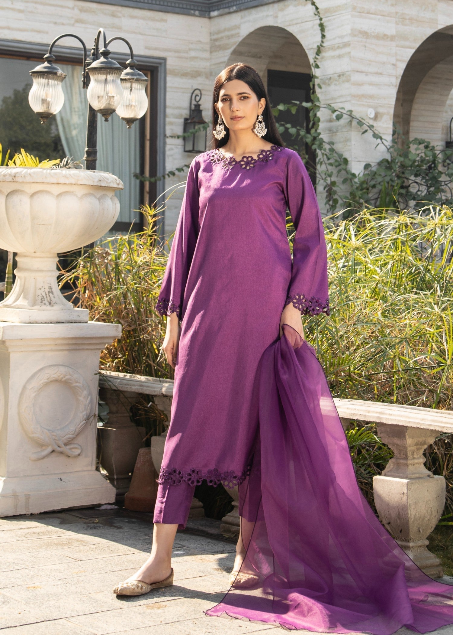 Naaz Couture Iris Purple Raw Silk Suit Women 3pcs