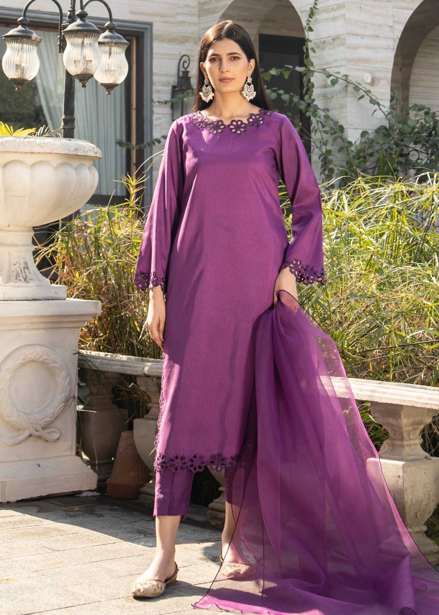 Naaz Couture Iris Purple Raw Silk Suit Women 3pcs