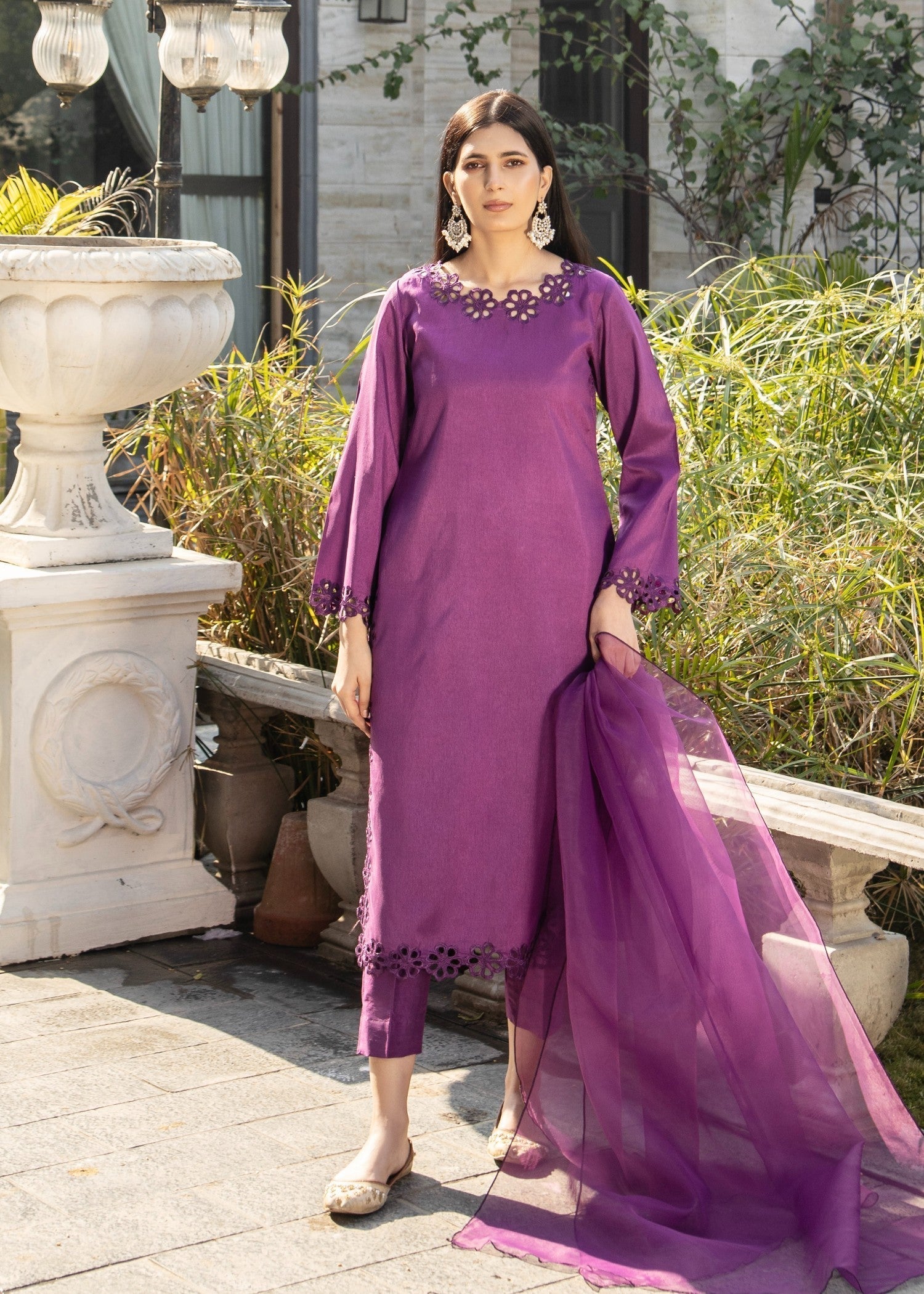 Naaz Couture Iris Purple Raw Silk Suit Women 3pcs
