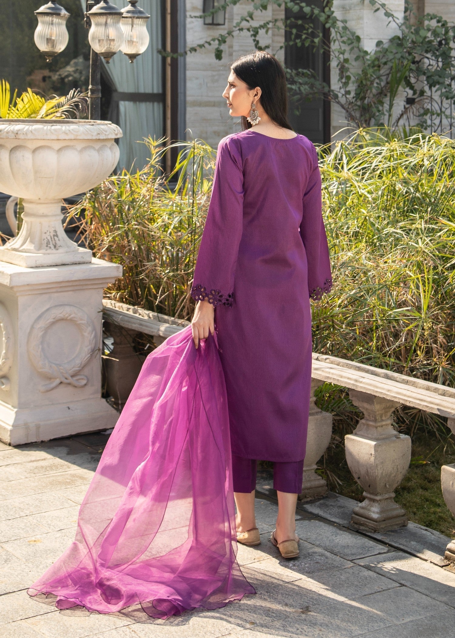 Naaz Couture Iris Purple Raw Silk Suit Women 3pcs