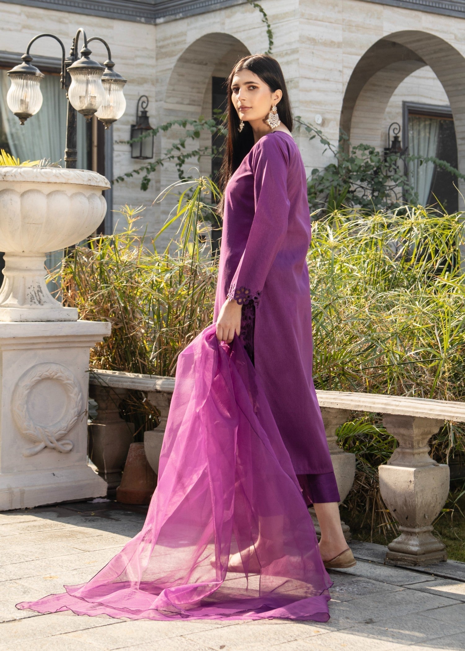 Naaz Couture Iris Purple Raw Silk Suit Women 3pcs