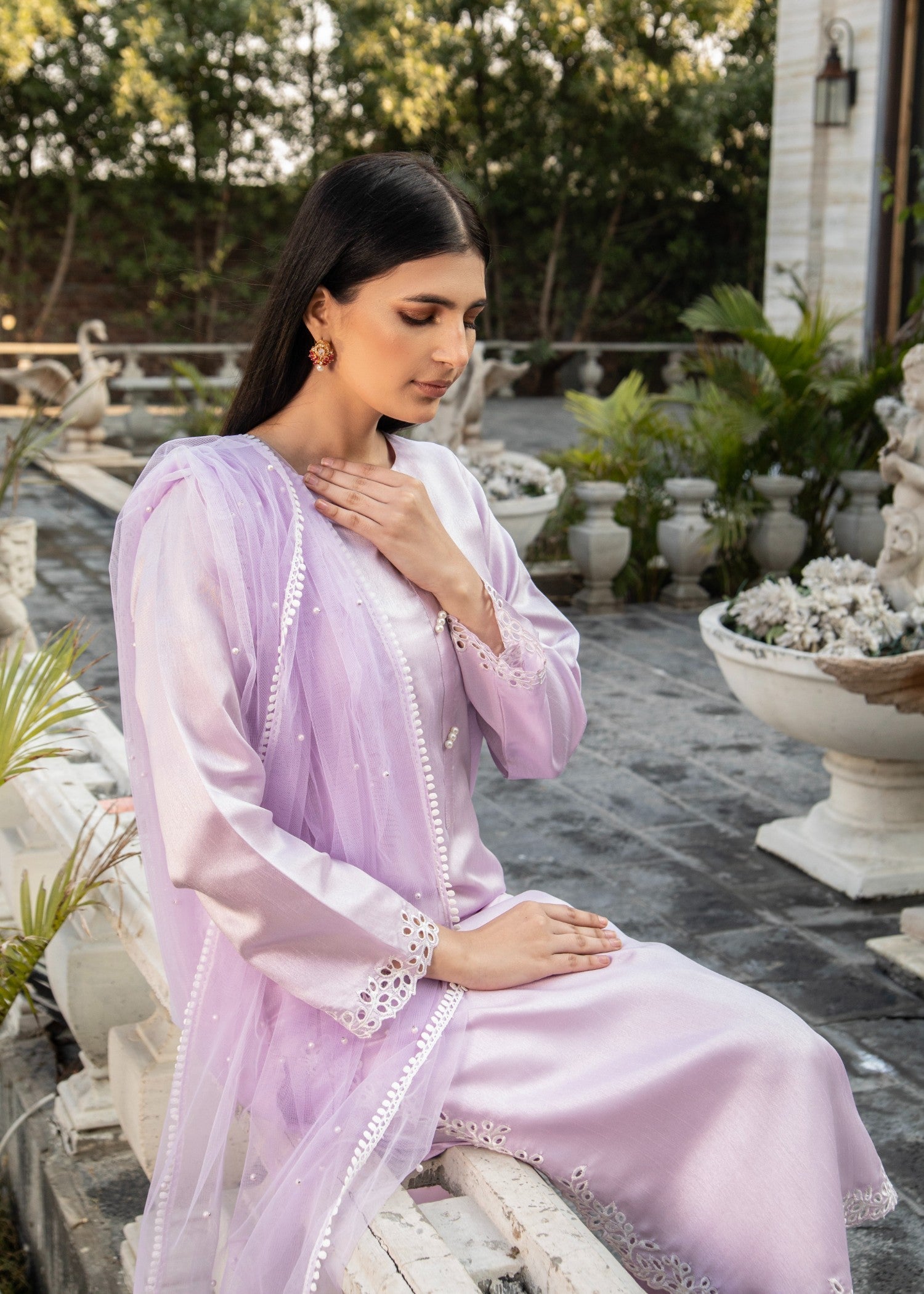 Naaz Couture Lilac Raw Silk Suit Women 3pcs
