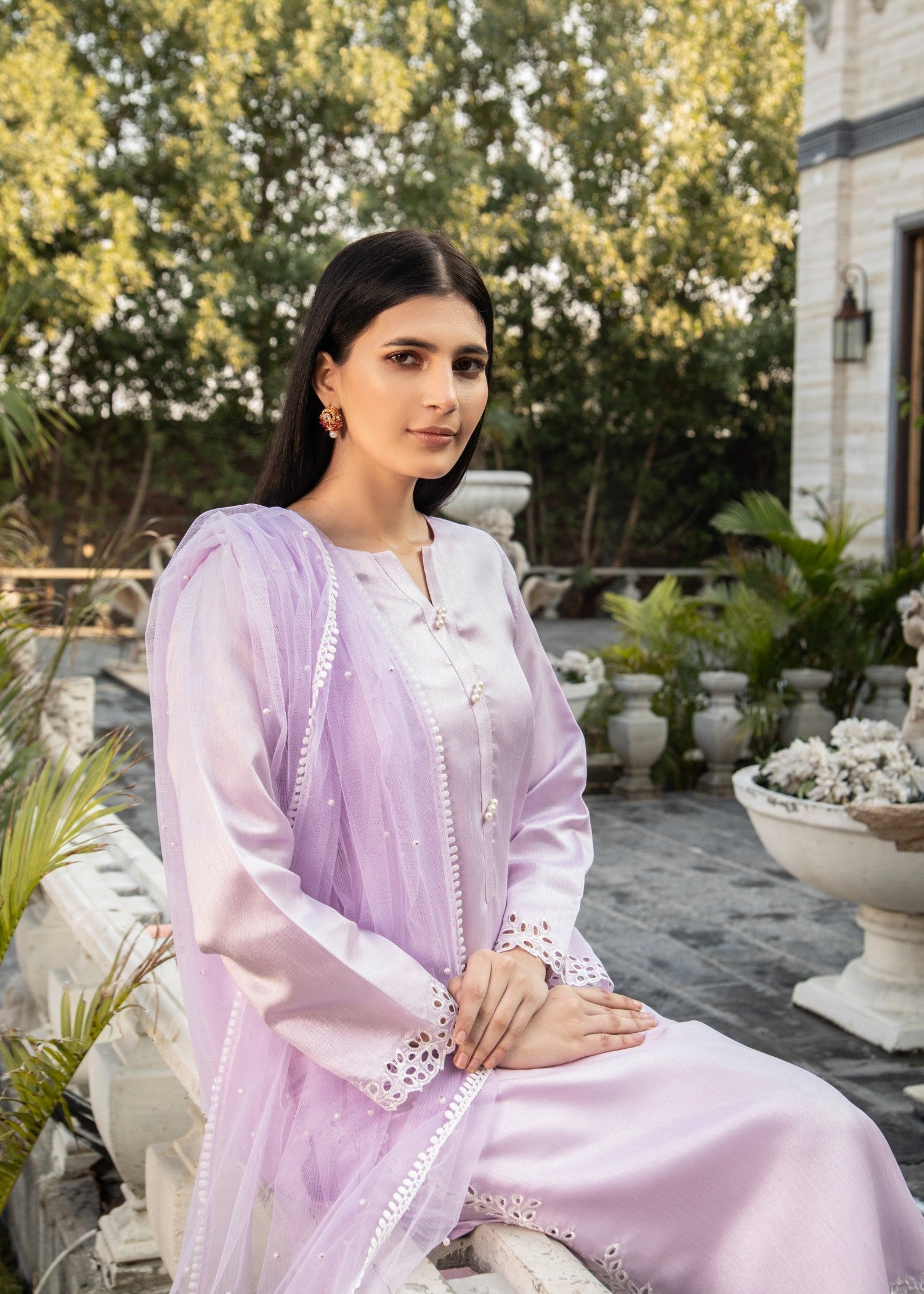 Naaz Couture Lilac Raw Silk Suit Women 3pcs