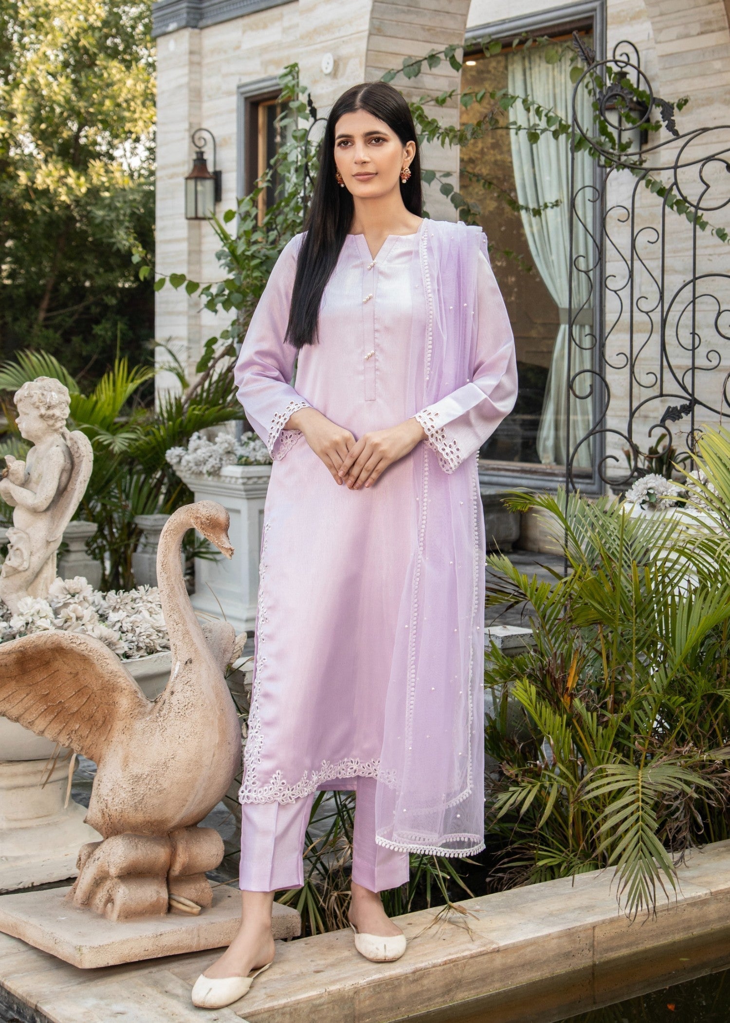 Naaz Couture Lilac Raw Silk Suit Women 3pcs