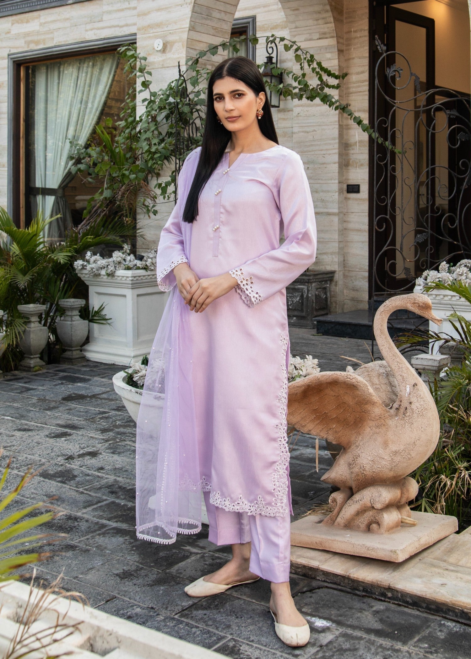 Naaz Couture Lilac Raw Silk Suit Women 3pcs