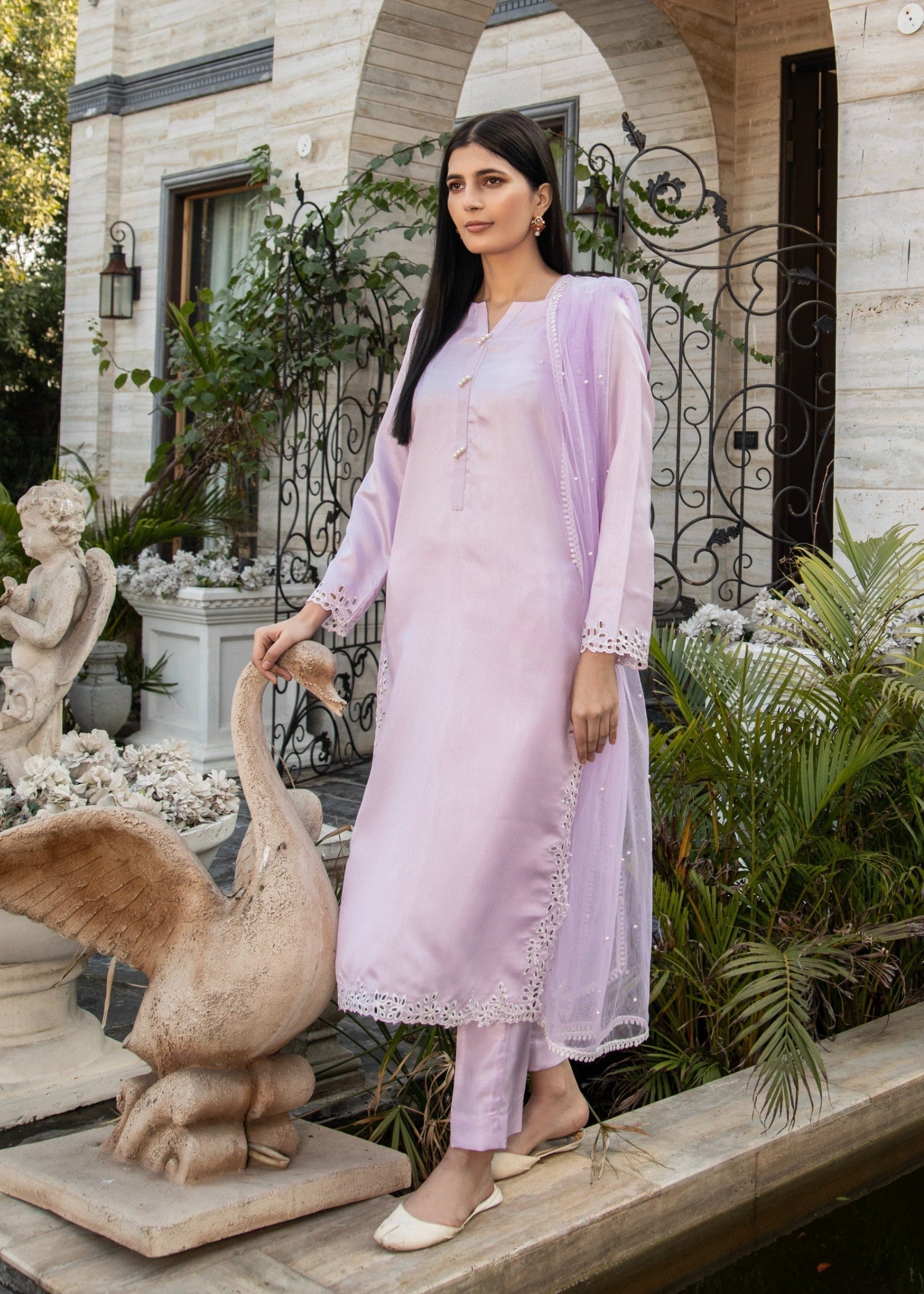 Naaz Couture Lilac Raw Silk Suit Women 3pcs