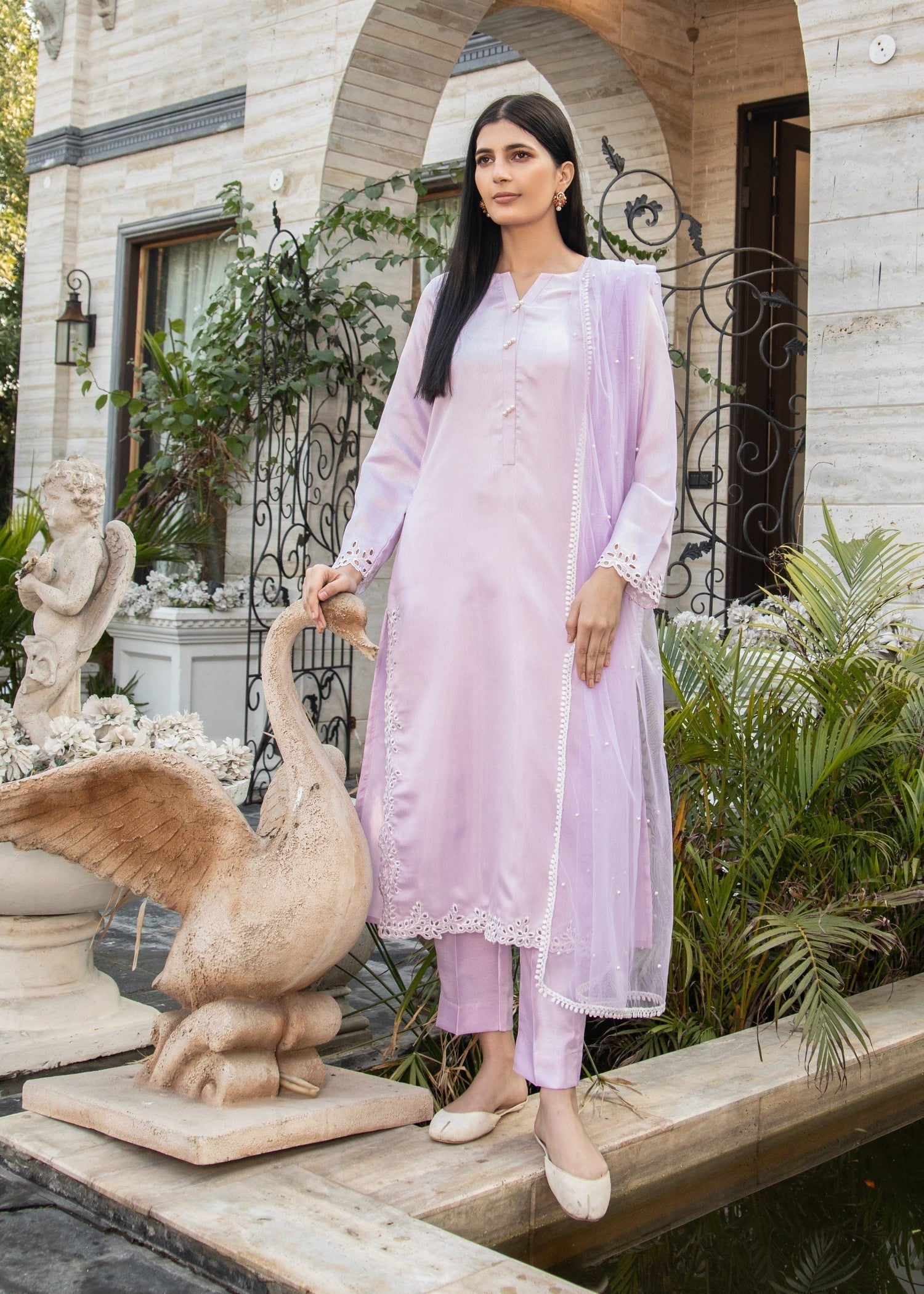 Naaz Couture Lilac Raw Silk Suit Women 3pcs
