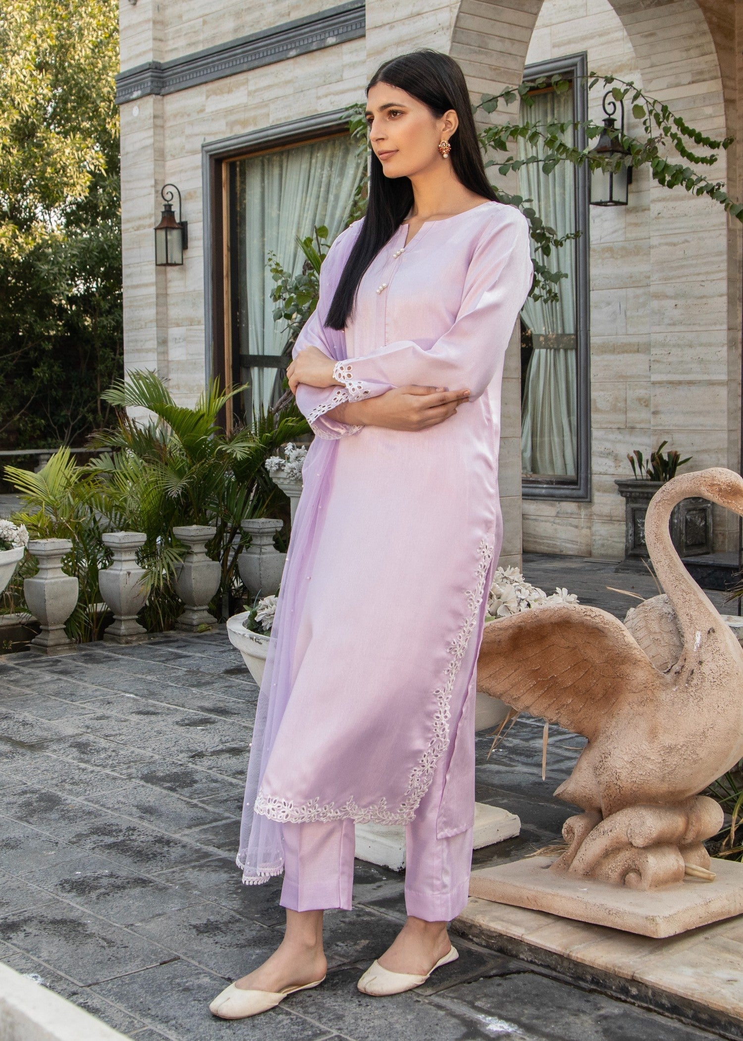 Naaz Couture Lilac Raw Silk Suit Women 3pcs